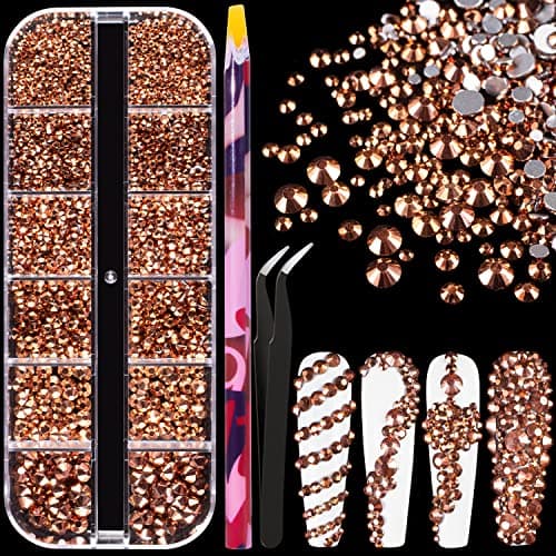 BELLEBOOST Iridescent Multi Shapes 3D Glass AB Crystal Nail Art Kit for Craft Decoration with Picks and Tweezers