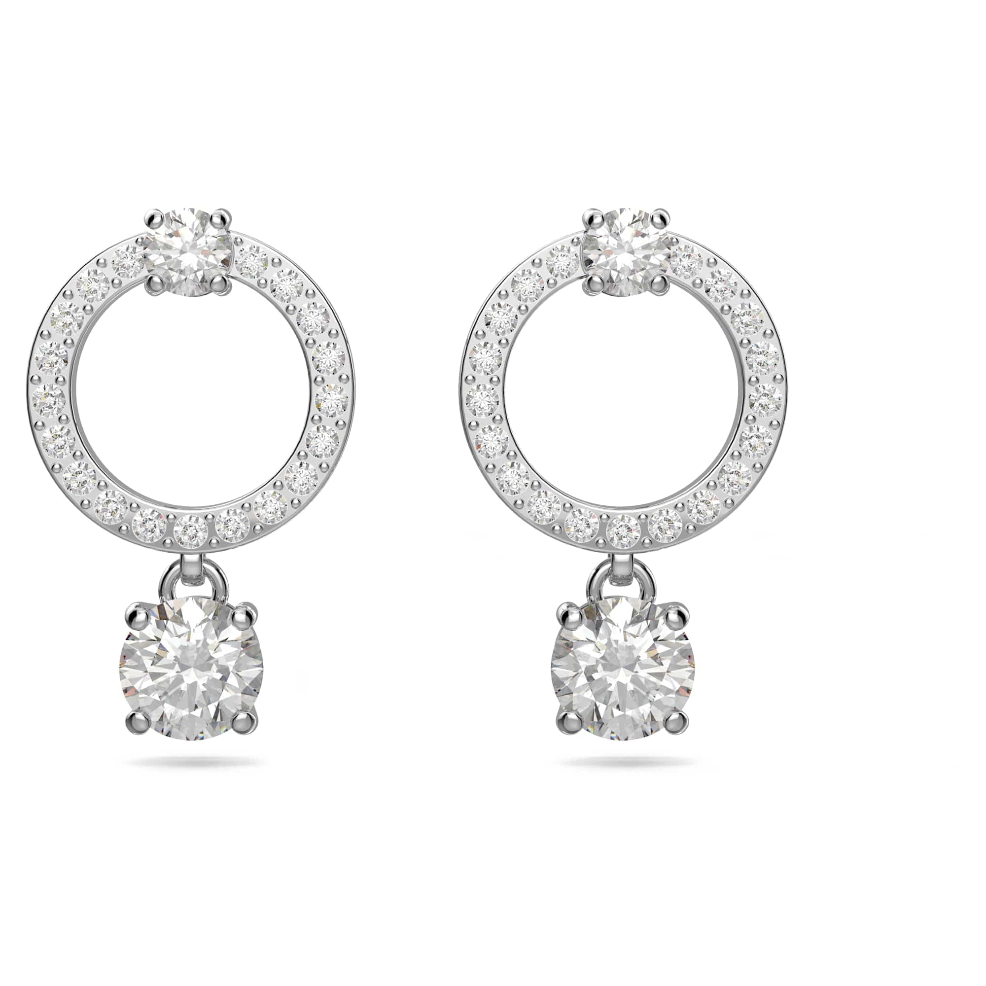 Swarovski Attract Jewelry Collection for Women: Rhodium Tone Neckerche, Earrings, & Bracelet - Crystalline Sparkle
| Sw