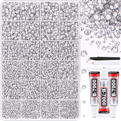 25000 Pcs Silver Clear Flatback Rhinestones for DIY Crafts
| Bedazzling Crystal with 3 Pcs 10ml B7000 Jewelry Glue for