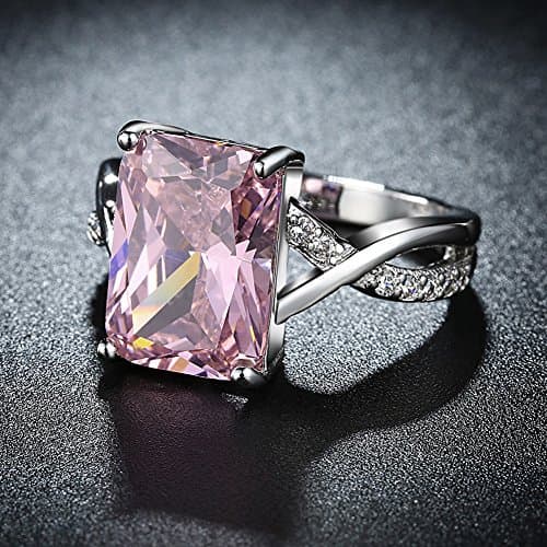 Duanmeinad Swarovski Crystal Rings For Women White Gold Plated Pink Zircon Size 6-9 - Elegant Jewelry for Special Occasi