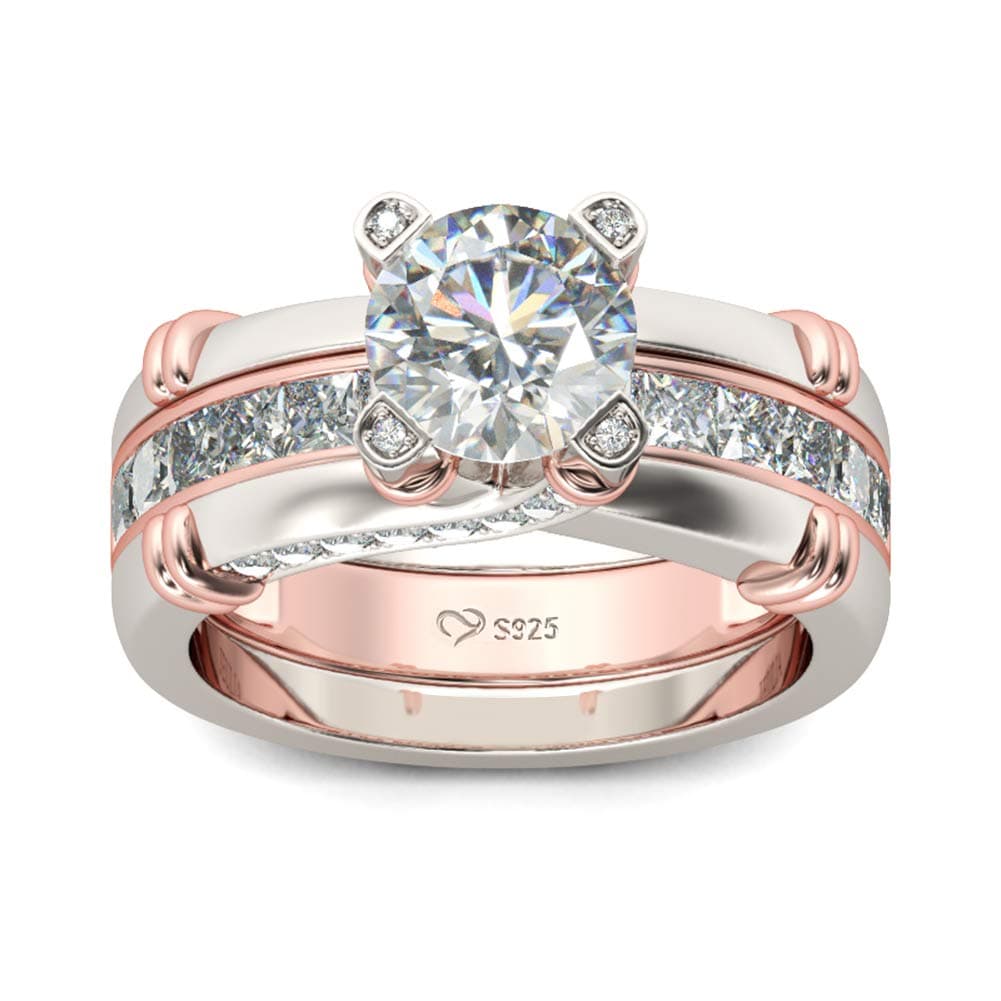 Jeulia Diamond Band Rings for Women CZ Sterling Silver Interchangeable Ring Sets Engagement Wedding Anniversary Promise