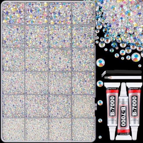 25000 Pcs Silver Clear Flatback Rhinestones for DIY Crafts
| Bedazzling Crystal with 3 Pcs 10ml B7000 Jewelry Glue for