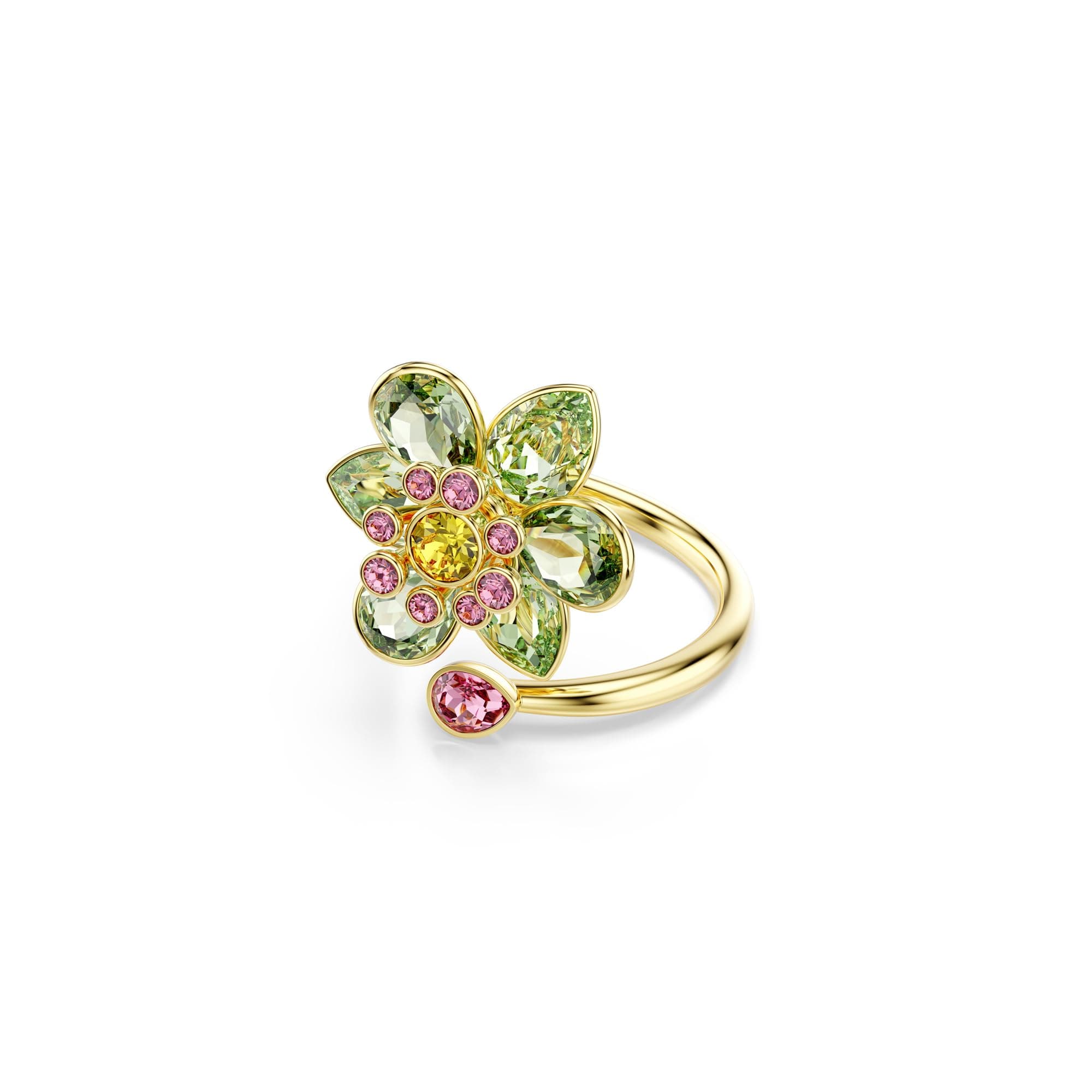 Swarovski Idyllia Open Ring - Mixed Cuts Flower Green Gold-Tone Finish Size 6 3/4 for Women
| Swarovski Idyllia Open Ri