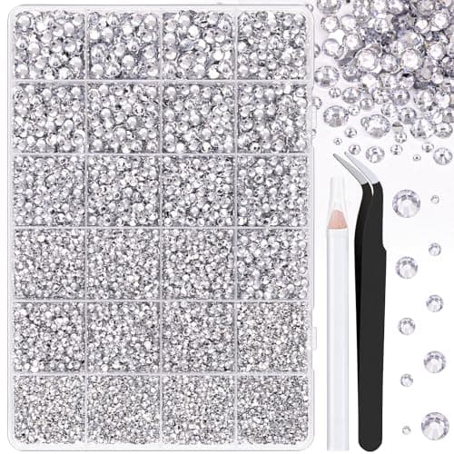 25000 Pcs Silver Clear Flatback Rhinestones for DIY Crafts
| Bedazzling Crystal with 3 Pcs 10ml B7000 Jewelry Glue for