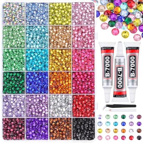 25000 Pcs Silver Clear Flatback Rhinestones for DIY Crafts
| Bedazzling Crystal with 3 Pcs 10ml B7000 Jewelry Glue for