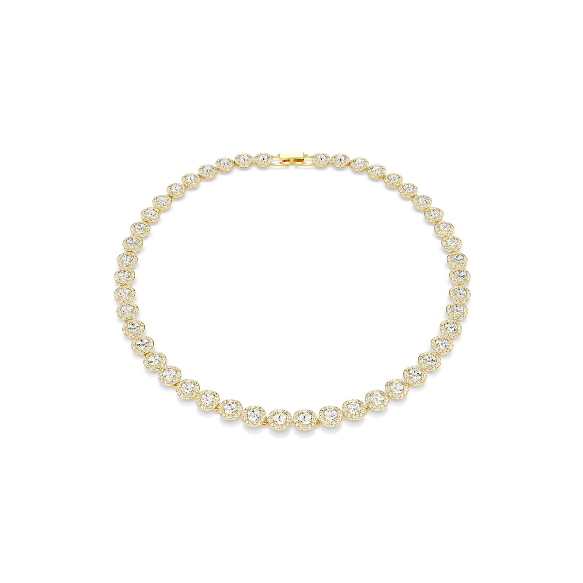 Swarovski UNA Angelic Tennis Necklace - Round Cut Clear Gold-Tone Finish for Women on Court