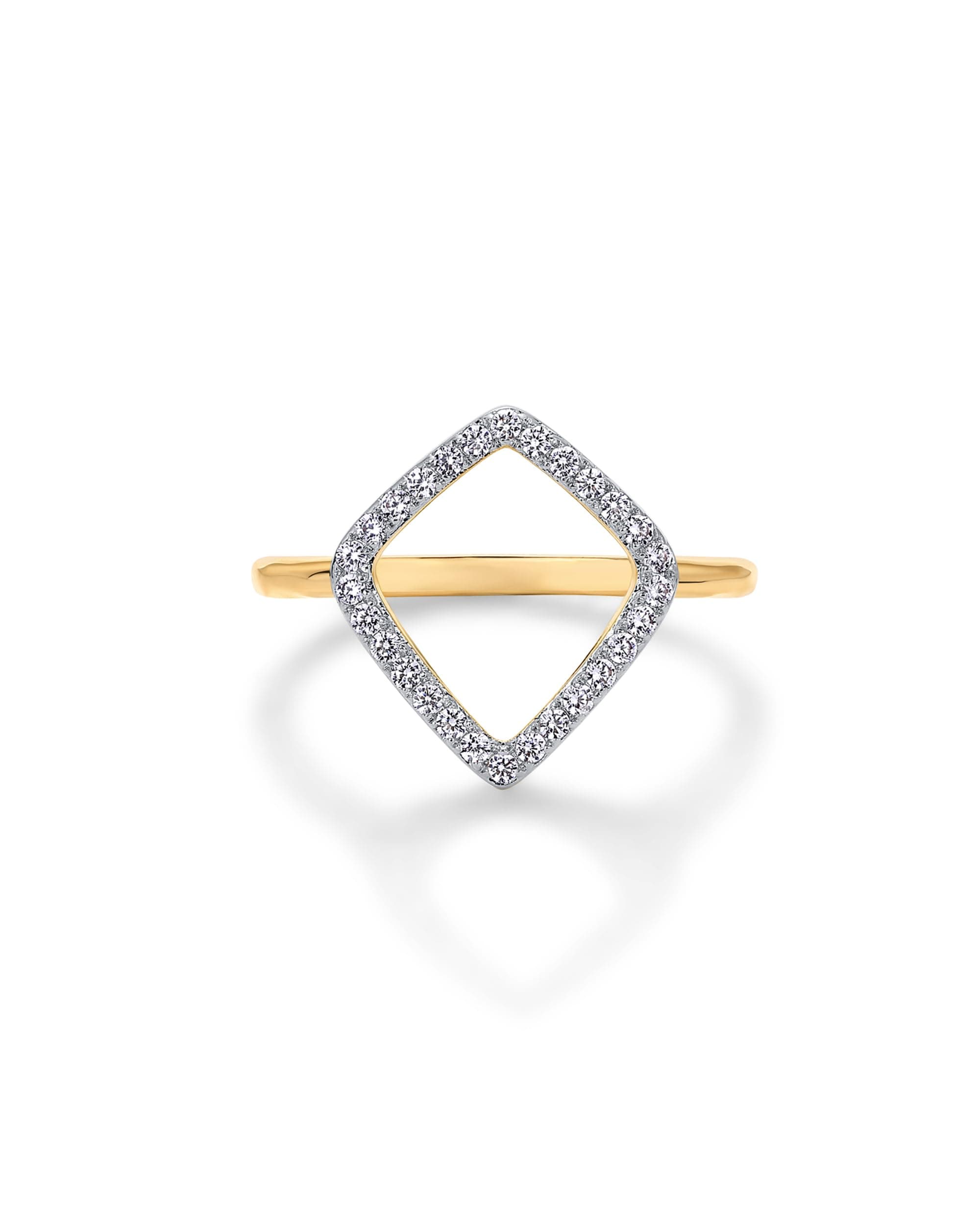 PAVOI 14K Gold Plated Two Toned Mixed Metals Diamond Shaped Geometric Statement Ring for Women | Cubic Zirconia Jeweller
