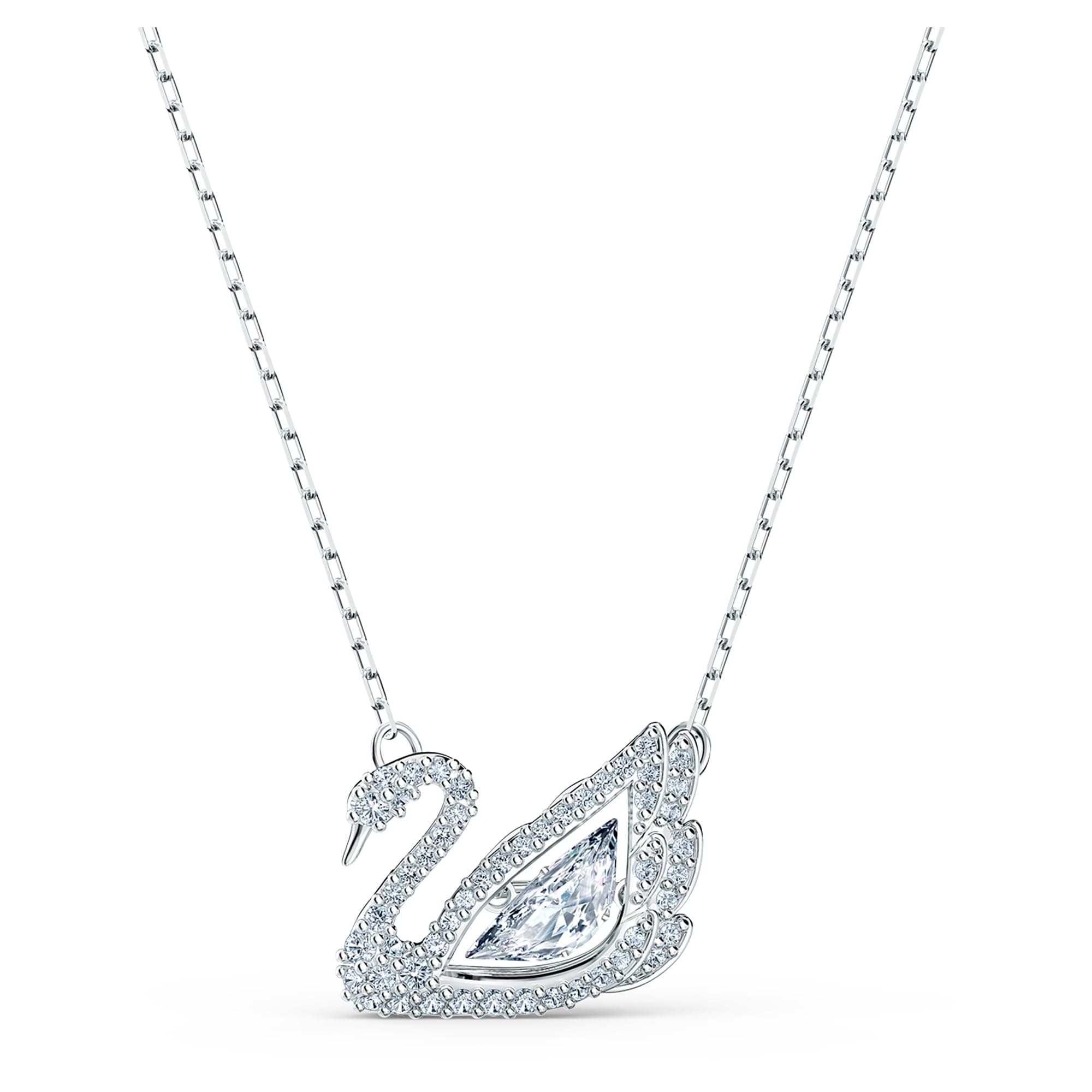 Swarovski Dancing Swan Necklace Jewelry Collection - Rhodium Finish, Blue & Clear Crystals, Elegant Fashion Statement
|