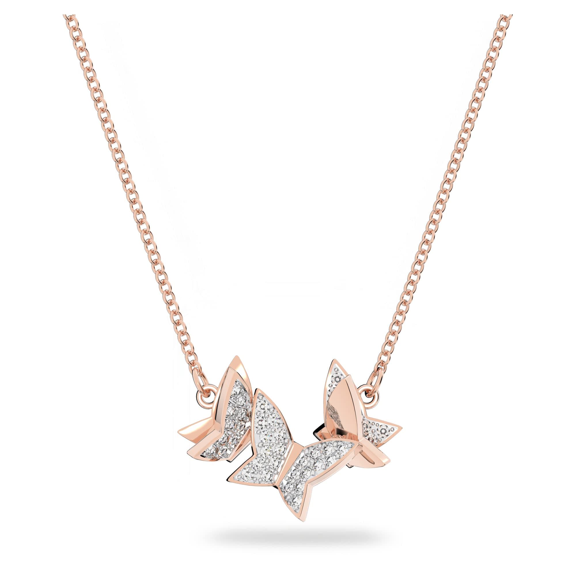 Swarovski Lilia White Butterfly Necklace for Women Rose-gold Tone Plated | Elegant Jewelry Accessory | Perfect Gift