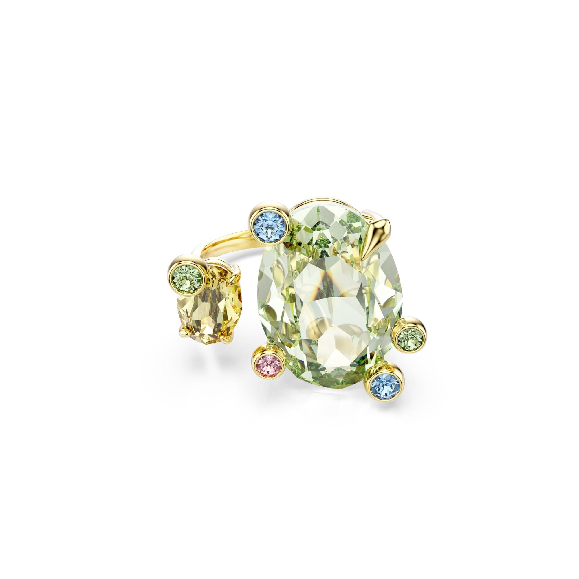 Swarovski Gema Open Ring, Mixed Cuts Multicolored Gold-Tone Finish for Special Occasions Highlights Sparkling Stones Spe