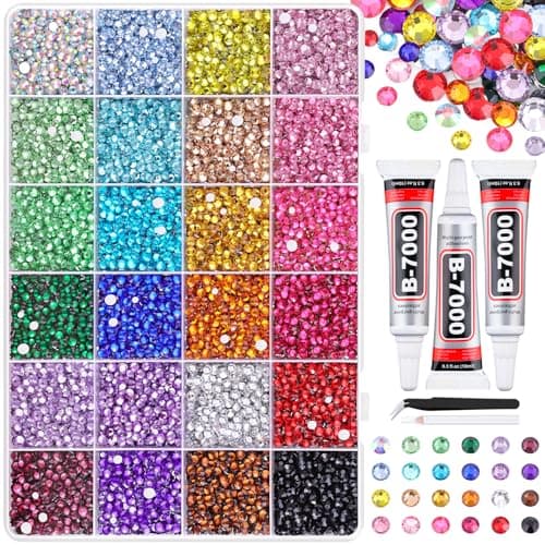 25000 Pcs Silver Clear Flatback Rhinestones for DIY Crafts
| Bedazzling Crystal with 3 Pcs 10ml B7000 Jewelry Glue for
