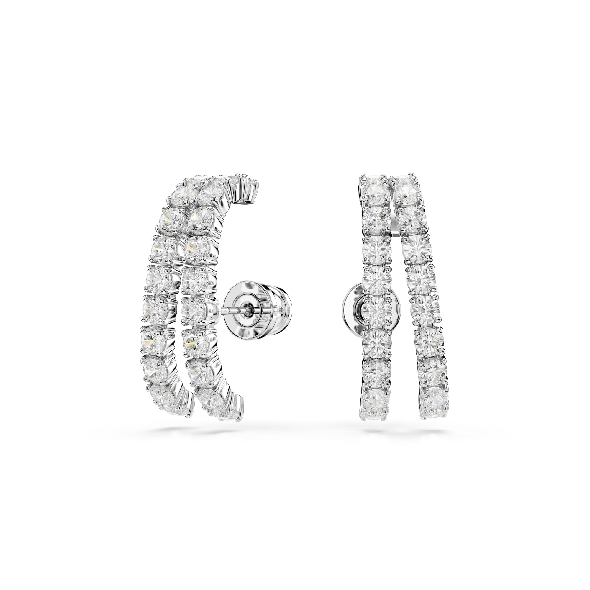 Swarovski Matrix Ear Cuffs Round Cut Clear Rhodium Finish for Fashionistas Evening Wear Sparkle Accessories