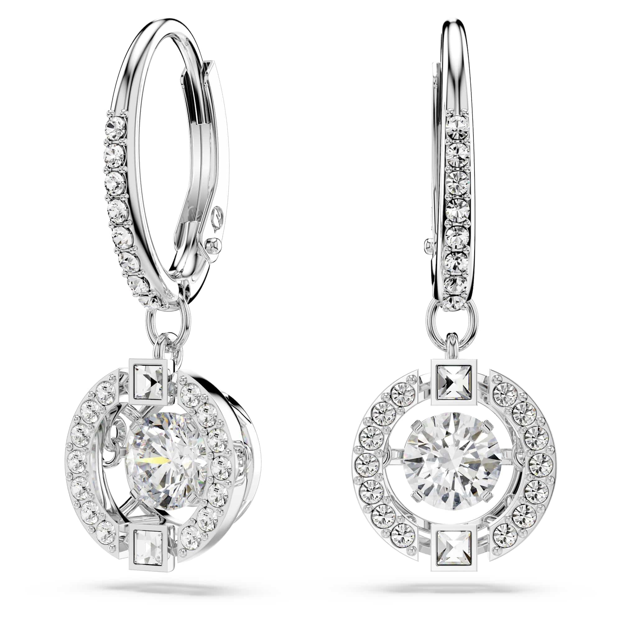 Swarovski Sparkling Dance Necklace and Earrings Jewelry Collection for Women in Rhodium Finish and Blue & Clear Crystal