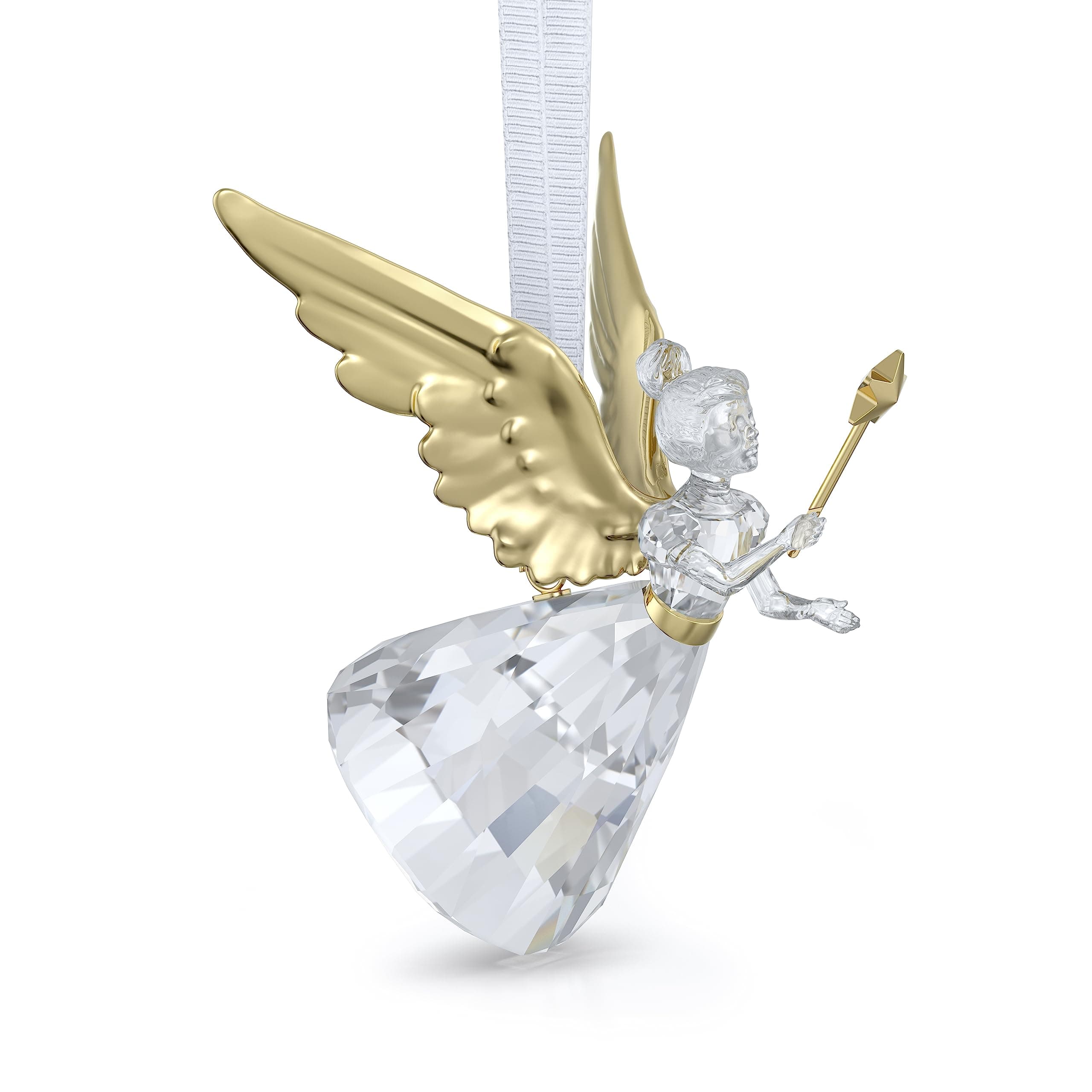 Swarovski Holiday Magic Angel Ornament Clear Crystals Gold-Tone Accents Hanging Decoration