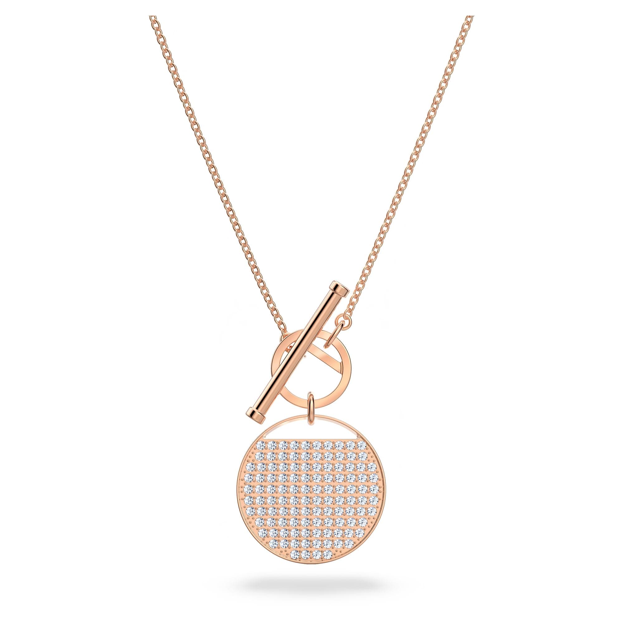 Swarovski Ginger T Bar Necklace - Rose Gold Tone Finish for Women - Night Out - Sparkling Clear Crystals - 18inch Chain