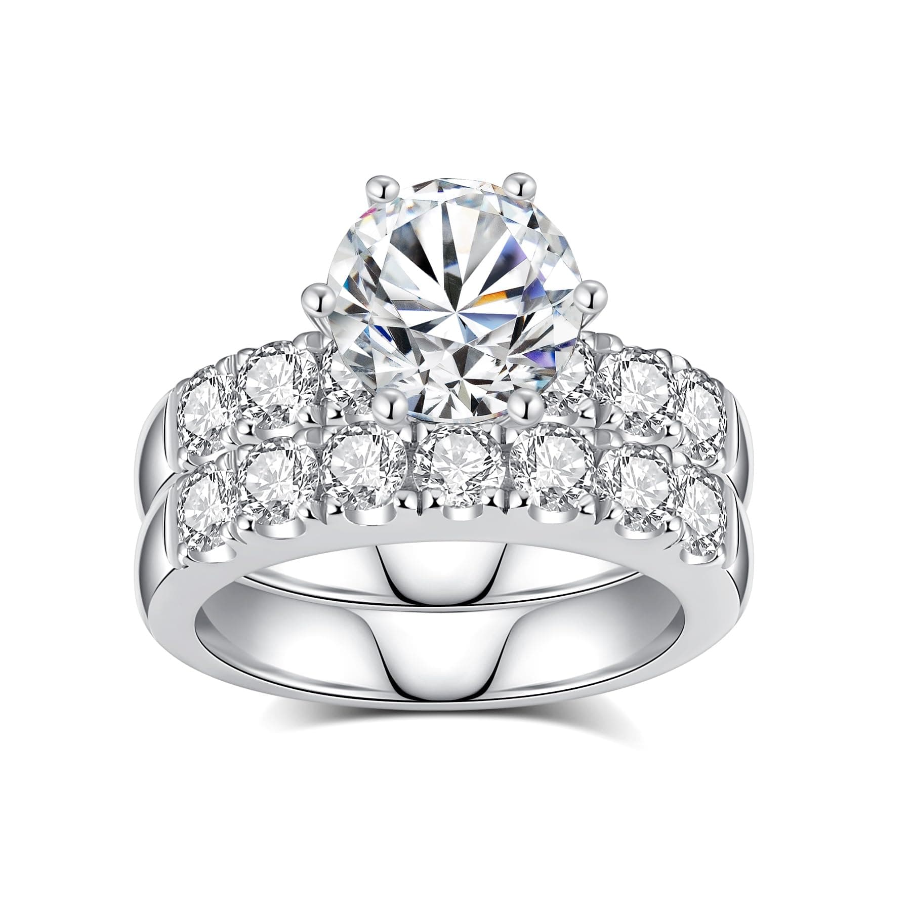 VAXOJEL Moissanite Bridal Ring Sets for Women Engagement Rings Women Moissanite Wedding Ring Set D Color VVS1 Round Cut