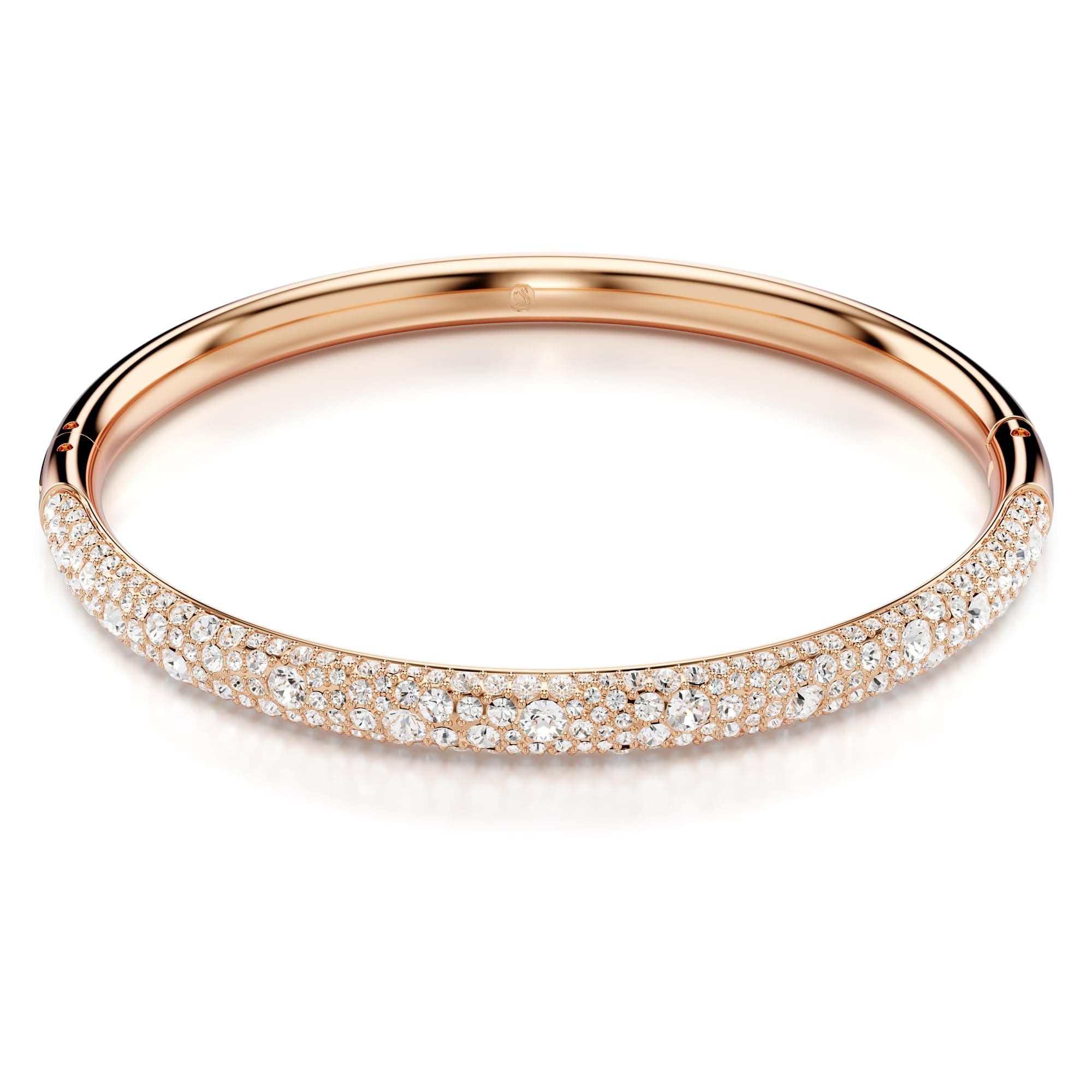 Swarovski Meteora Bangle: Snow Pave Clear Crystals on Rose Gold-tone Finished Metal for Elegant Women on Formal Occasion