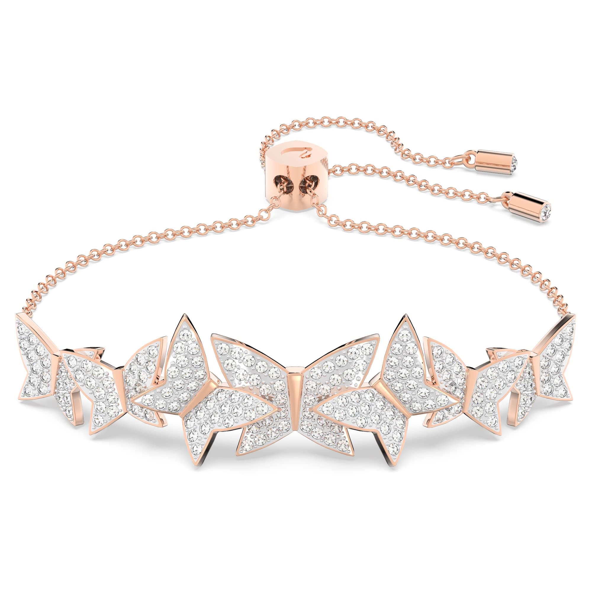 Swarovski Lilia Bracelet: Butterfly Design, White Color, Rose-Gold Tone Plated for Women