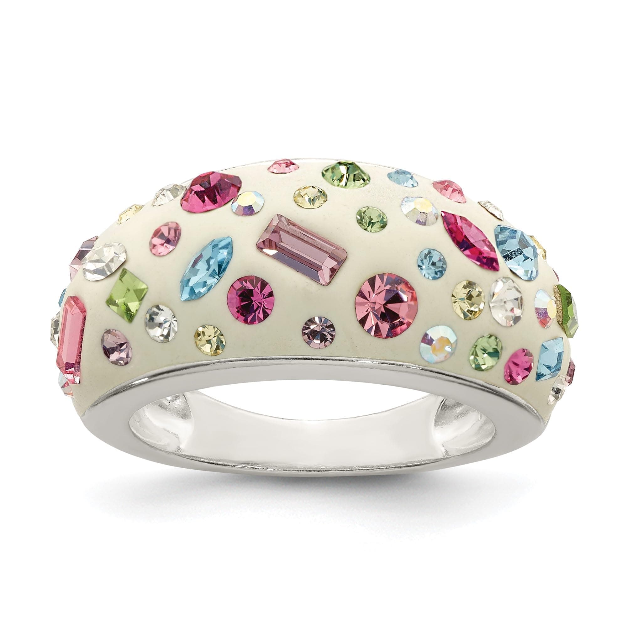IceCarats 925 Sterling Silver Rhinestone Crystals Multi-color White Cocktail Statement Ring for Women Night Out Parties