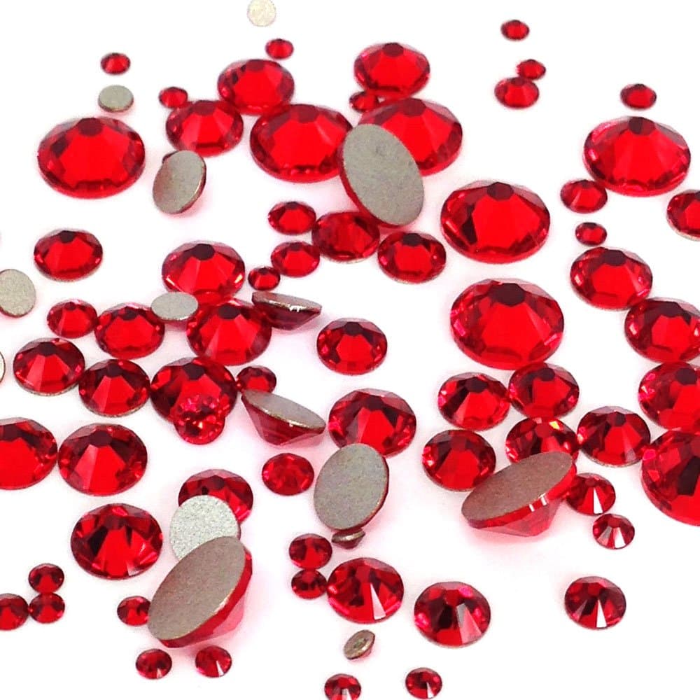 Swarovski 2058/2088 Red Crystal Flatbacks for Nail Art (144pcs, Sizes ss5-ss30)