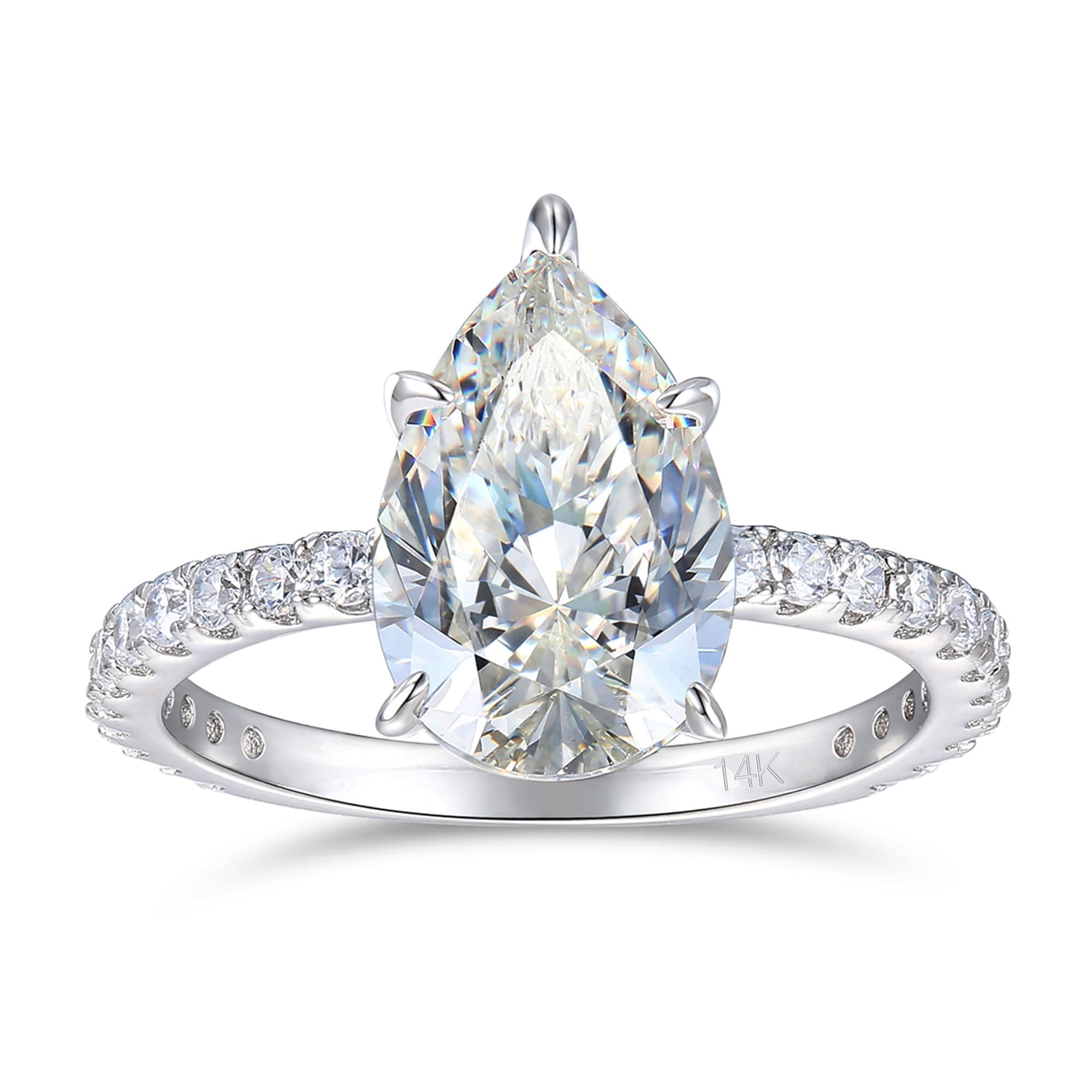 CGSRING 14K White Gold Engagement Ring for Her, Elegant Pear Cut Moissanite, Perfect for Daily Wear and Occasions, 14K