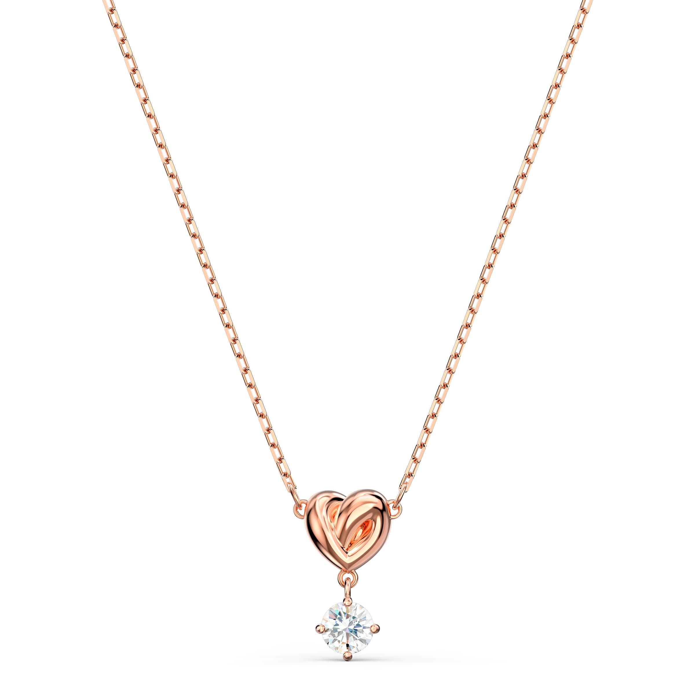 Swarovski Lifelong Heart Jewelry - Rose Gold & Rhodium Tone Crystal Necklace, Earrings, Bracelet for Women, Elegant Ever