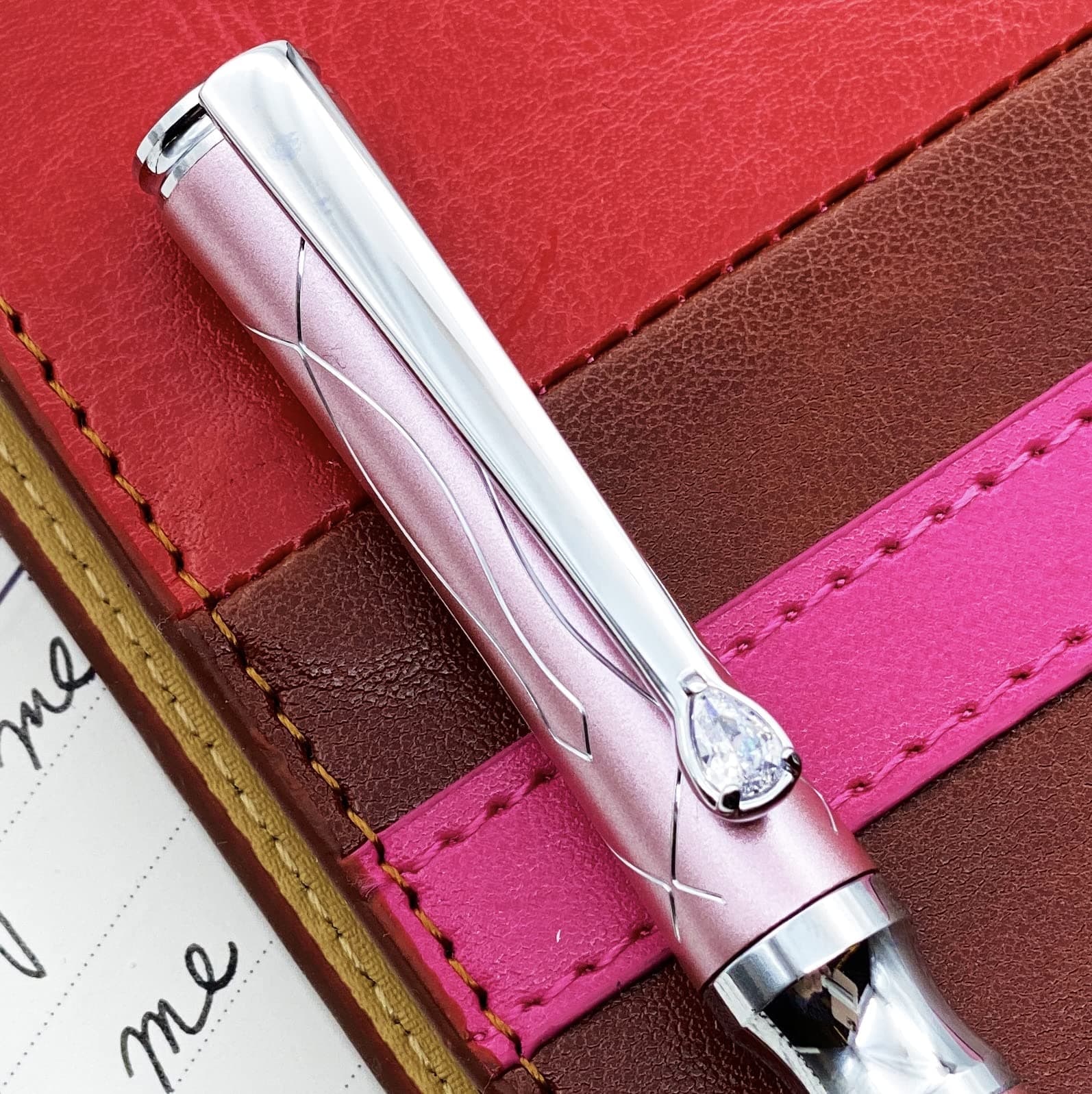 Lachieva Lux Nice Elegant Crystal Executive Metal Ballpoint Pen for Women - Barbie Pink