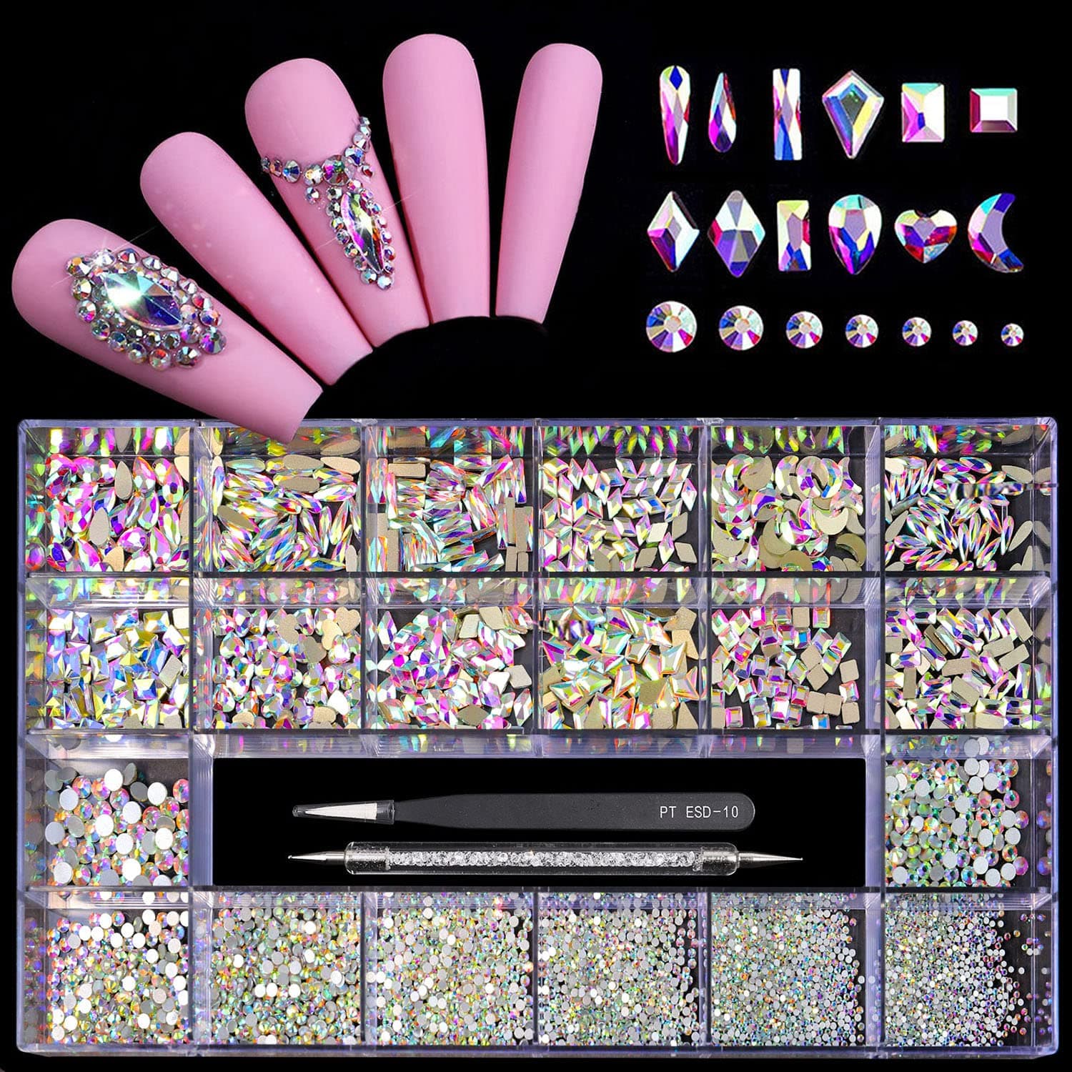 600 Crystal AB Diamonds + 2500 Flat Rhinestones Mix for DIY Crafts
| 3D Ornament Flat Back Rhinestone Crystals Set for