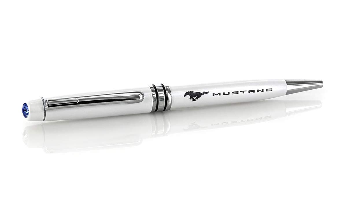 Ford Luxurious Glossy Pearl White Mustang Ballpoint Pen - Swarovski® Blue Crystal | Official Product
Ford Luxurious Gl