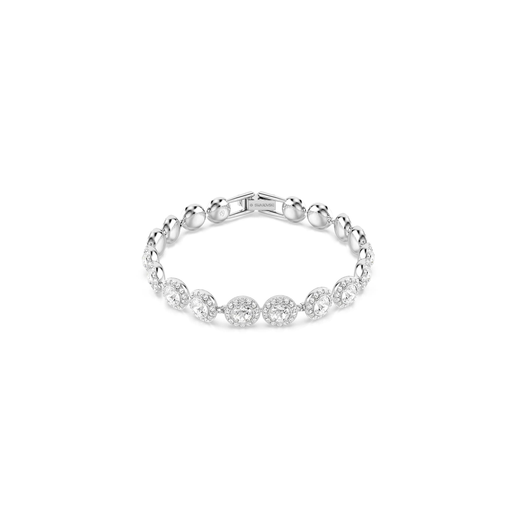 Swarovski Una Angelic Tennis Bracelet: Round Cut Clear Rhodium Finished for Women, Sports and Fitness, Sparkling Shine,