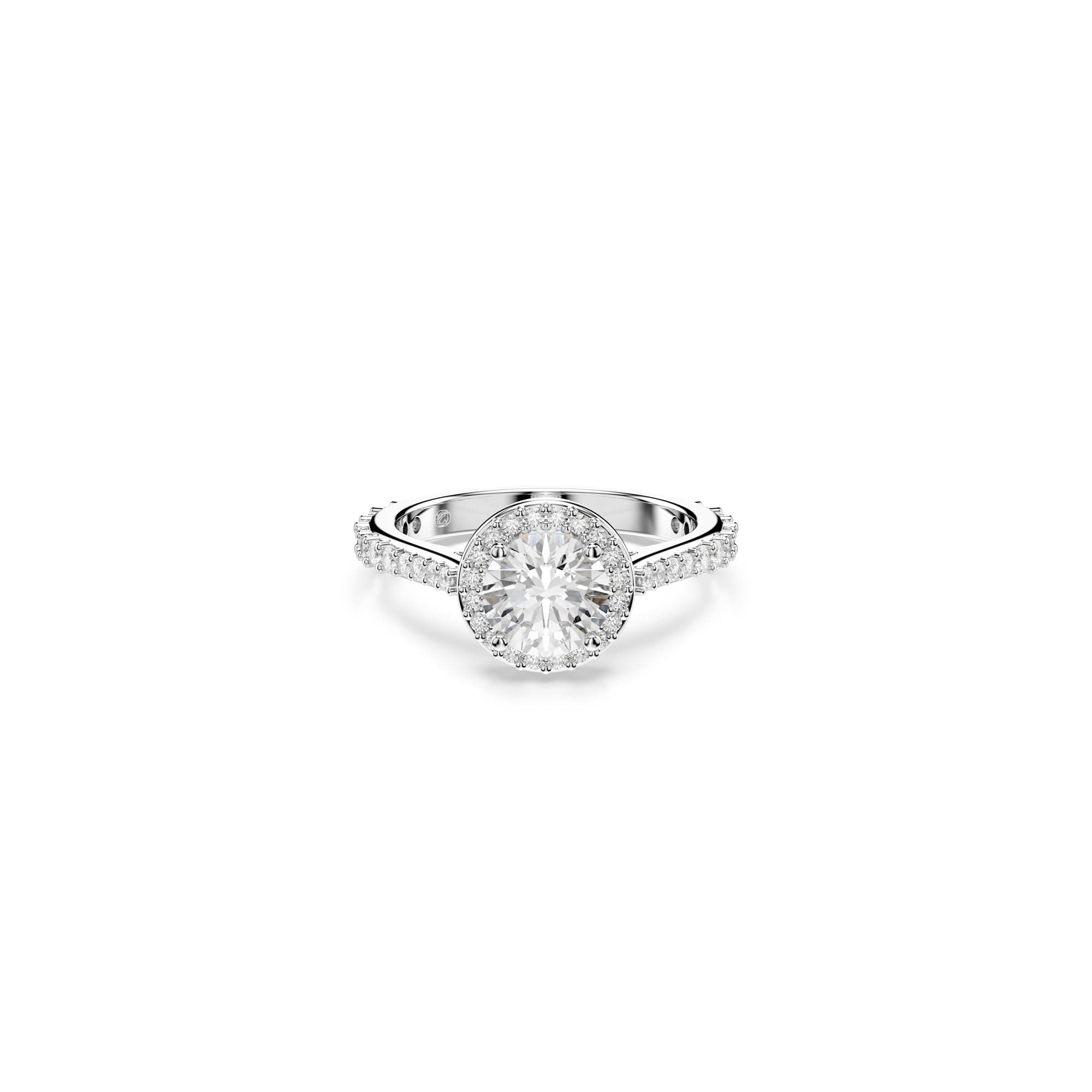 Swarovski Una Angelic Ring, Round Cut Clear Silver-Tone Finish Size 6 3/4 for Women