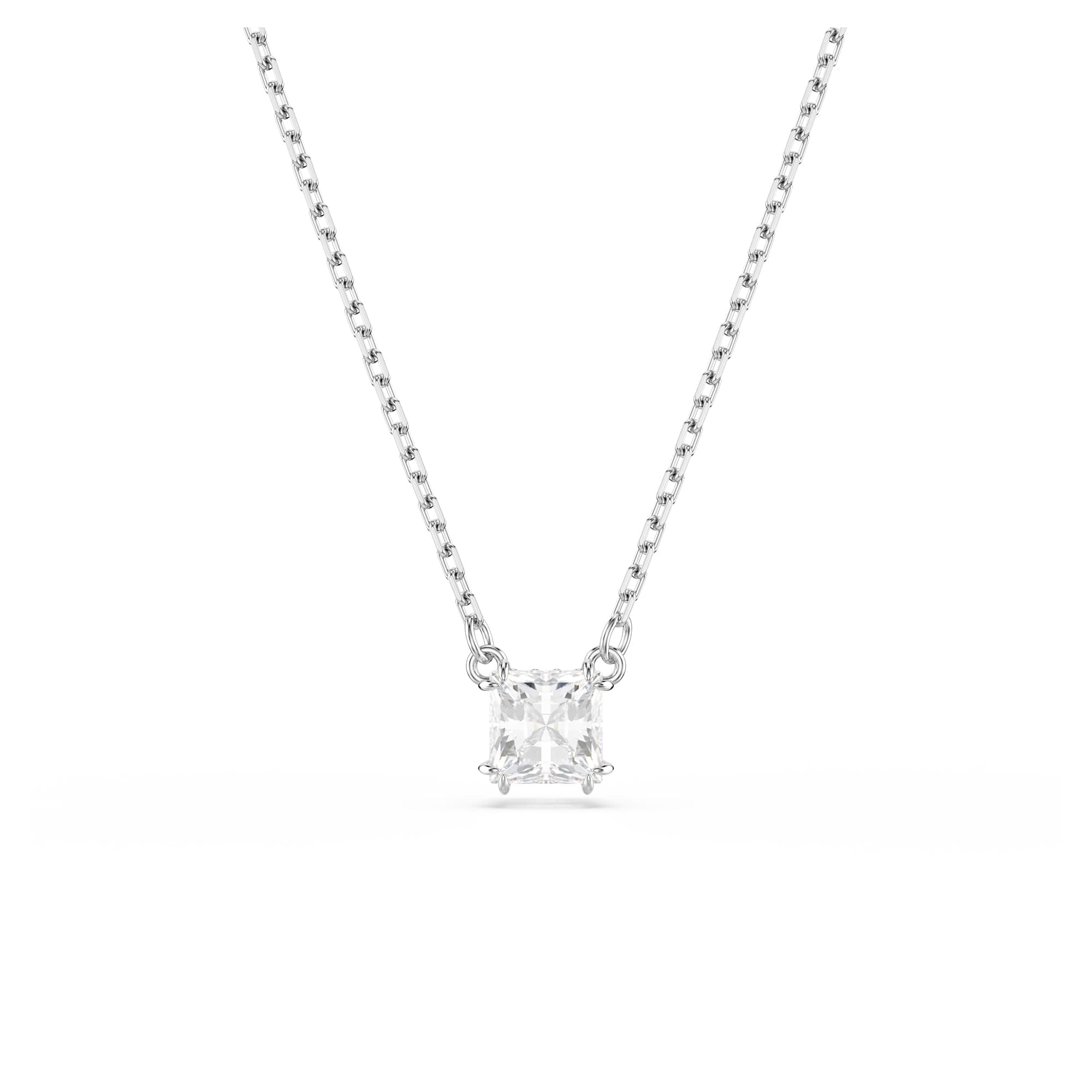 Swarovski Stilla Pendant Square Cut Clear Rhodium Finished Jewelry for Women Evening Party