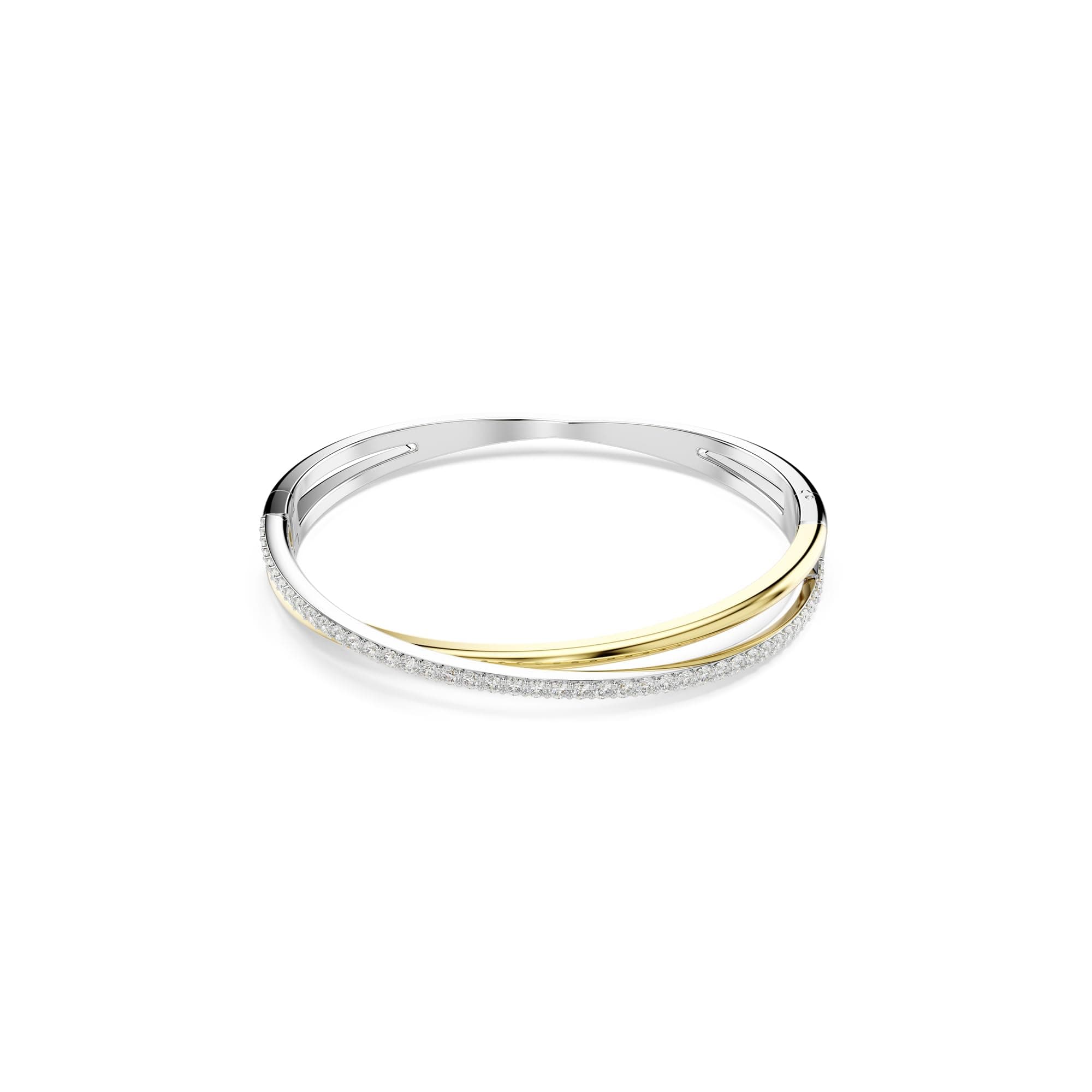 Swarovski Hyperbola Clear Round Cut Mixed Metal Bangle for Ladies as Gifts