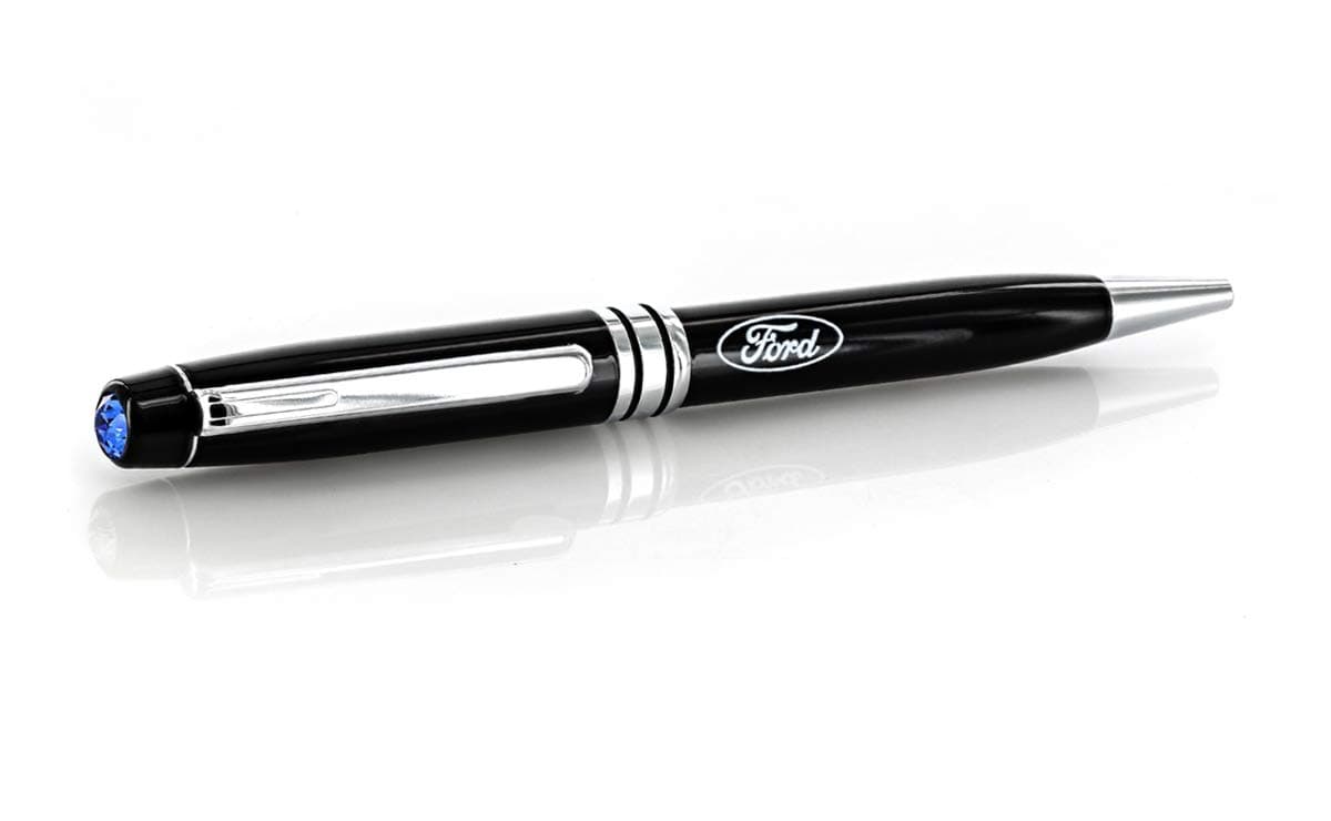 Ford Luxurious Jet Black Logo Ballpoint Pen with Swarovski® Sapphire Blue Crystal for Official Use
| Ford Jet Black Bal