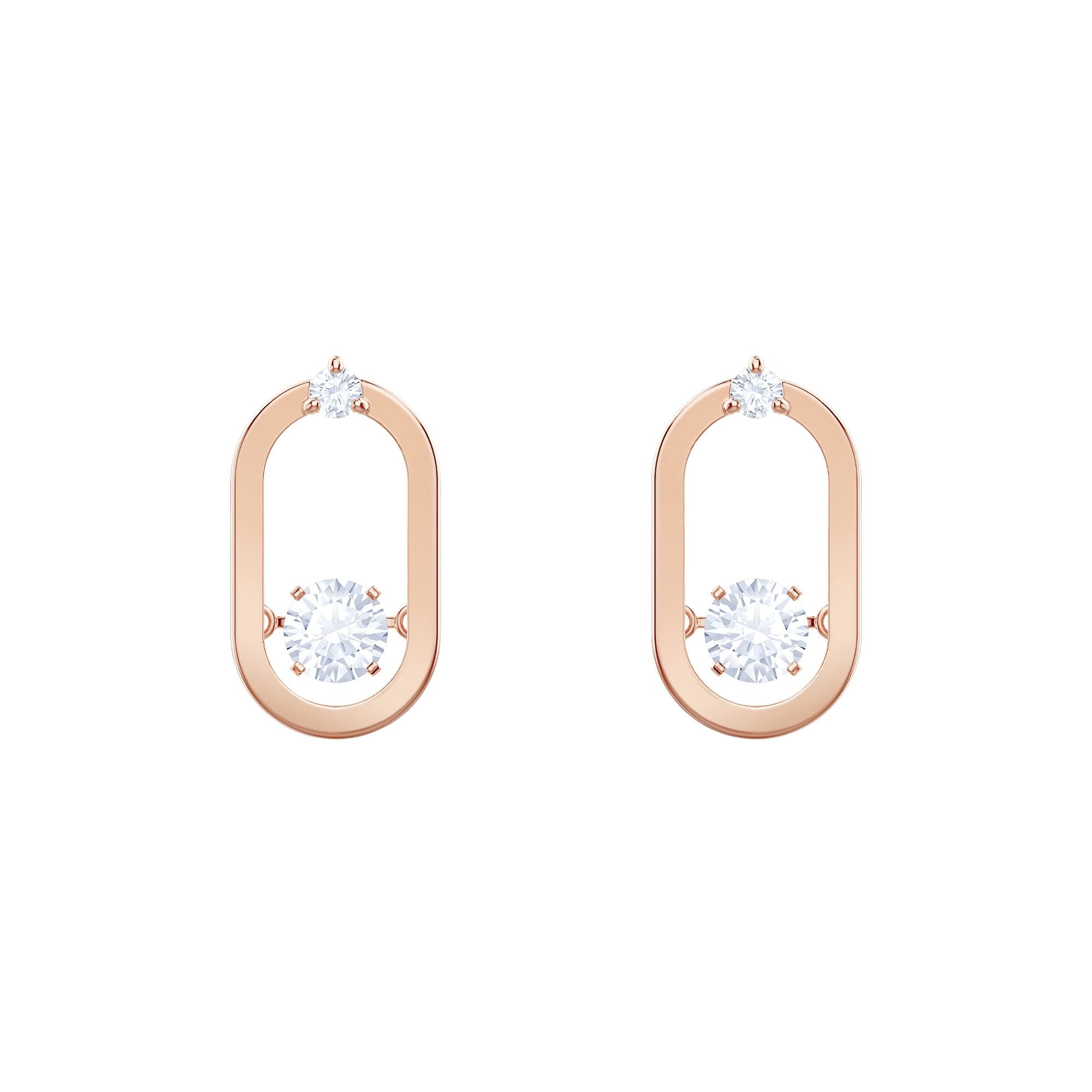 Swarovski Sparkling Dance Pierced Earrings Rose-Gold Tone Floating Round Crystals Cage Design Women Evening Party Jewelr