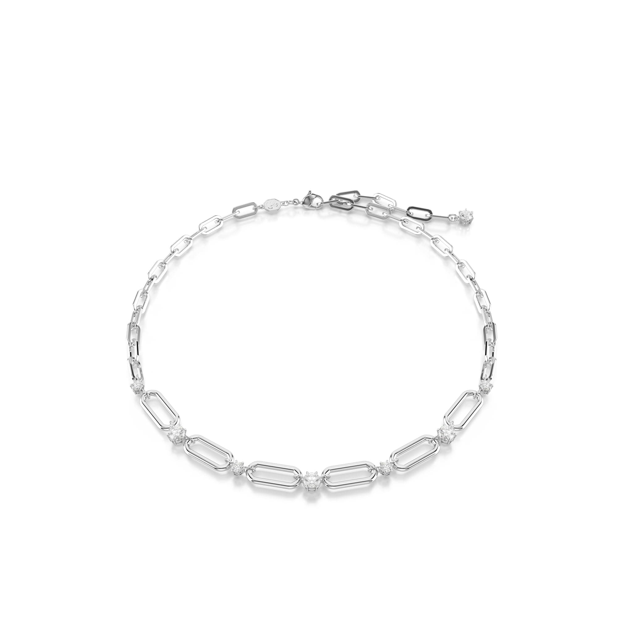 Swarovski Constella Jewelry Collection Coordinating Rhodium Finish Crystal & Chain Necklace and Bracelet for Formal Eve