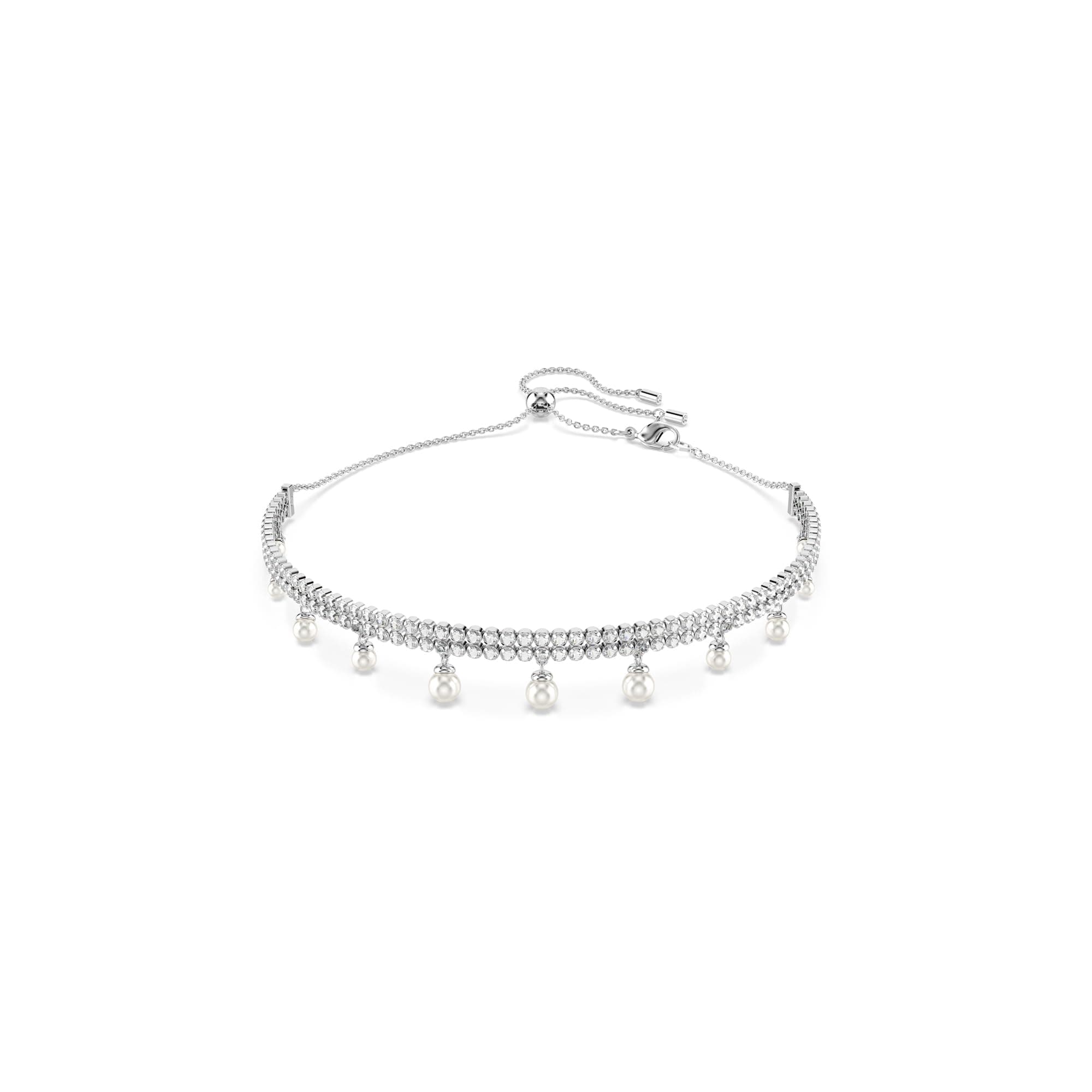 Swarovski Ariana Grande Crystal and Pearl Choker Necklace for Women - Fashion Jewelry Rhodium Finish - CAPSULE COLLECTIO