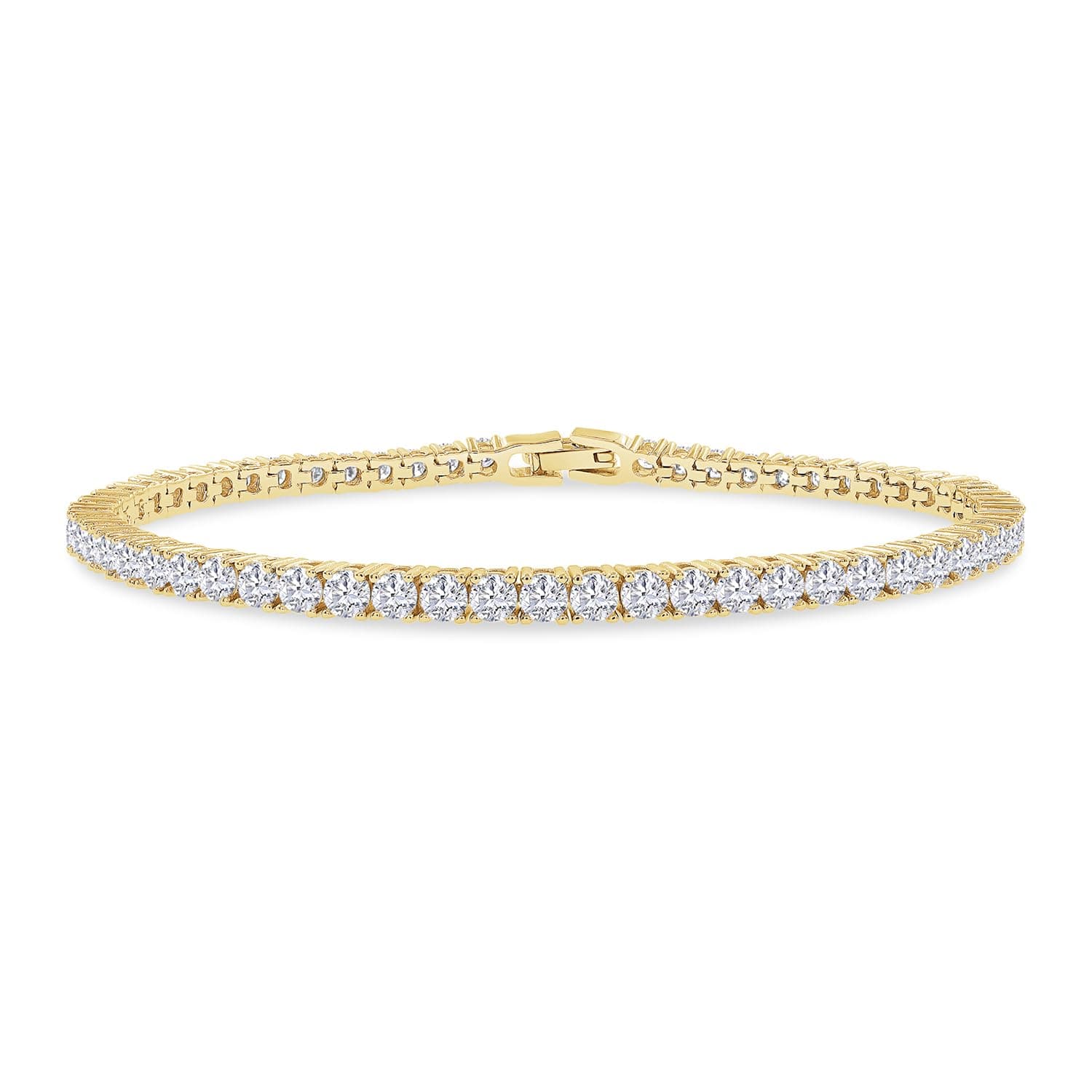 SAVEARTH DIAMONDS Gold Plated Moissanite Bracelet for Women | Stackable Round Moissanite Cuff Bracelets (5.10 Cttw To 5.
