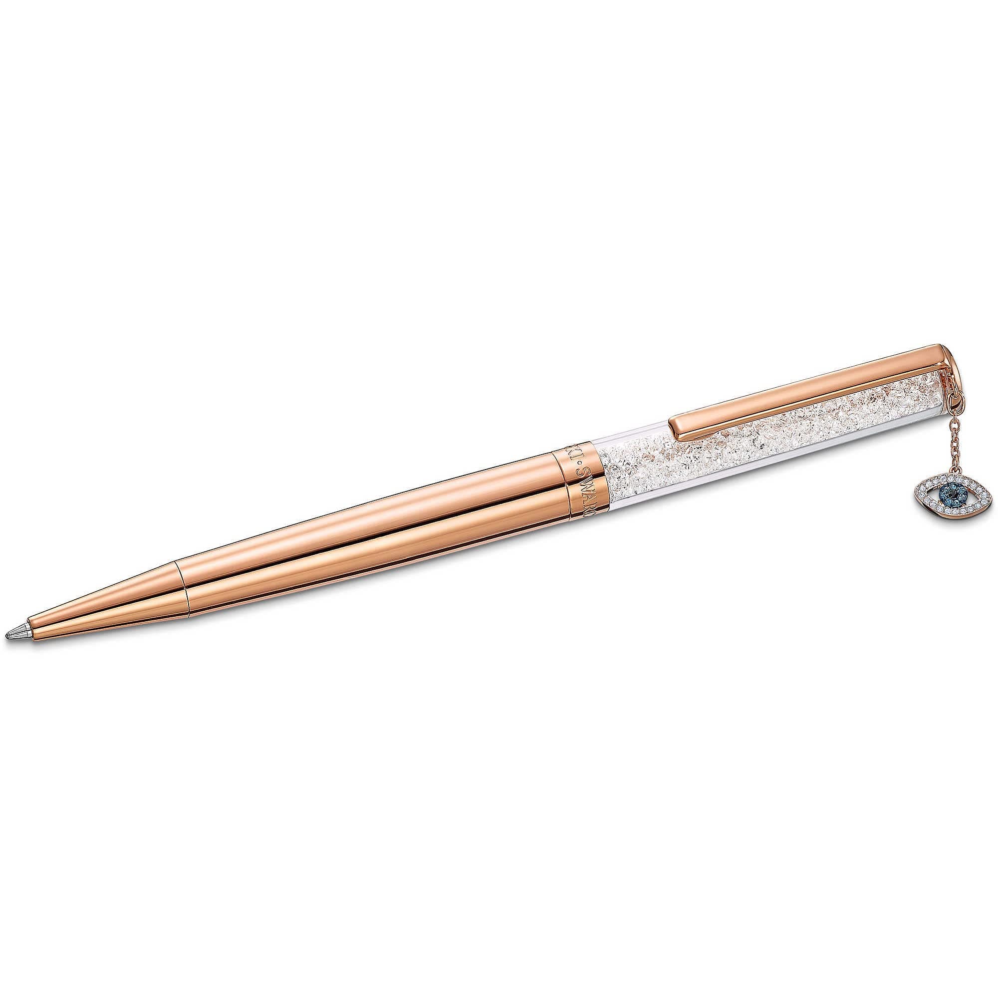 Swarovski Evil Eye Ballpoint Pen, White Color, Rose-Gold Tone Plated, Elegant Writing Tool for Fashionable Ladies at Of