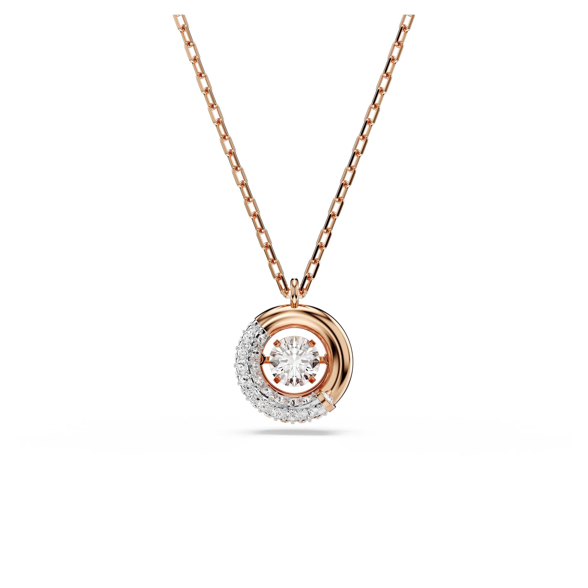 Swarovski Dextera Pendant Round Cut Clear Rose Gold-Tone Finished for Women Evening Party
