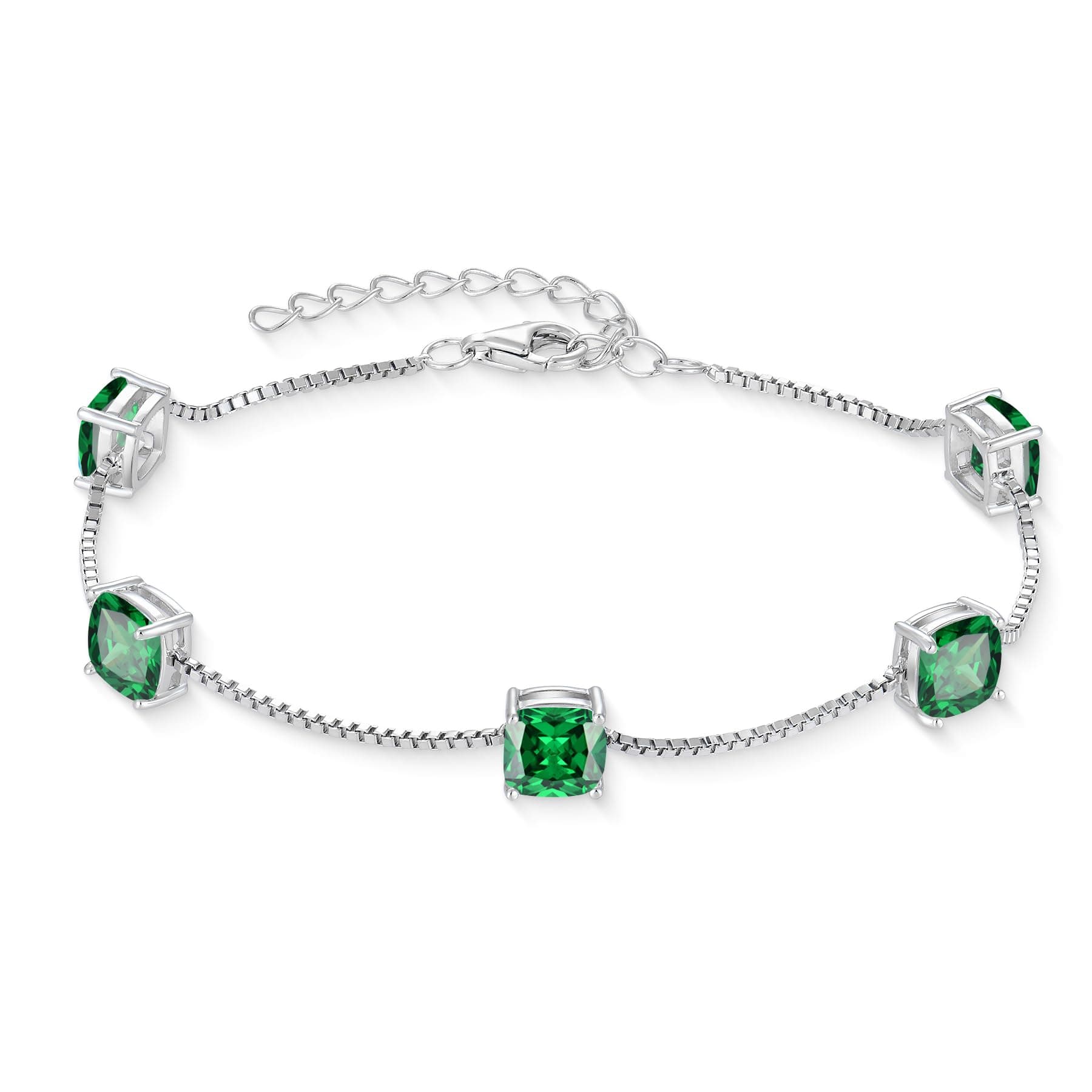 Inpasne Birthstone Bracelet for Women 925 Sterling Silver Dainty Princess Cut Link Jewelry Gifts for Her
Inpasne Birth
