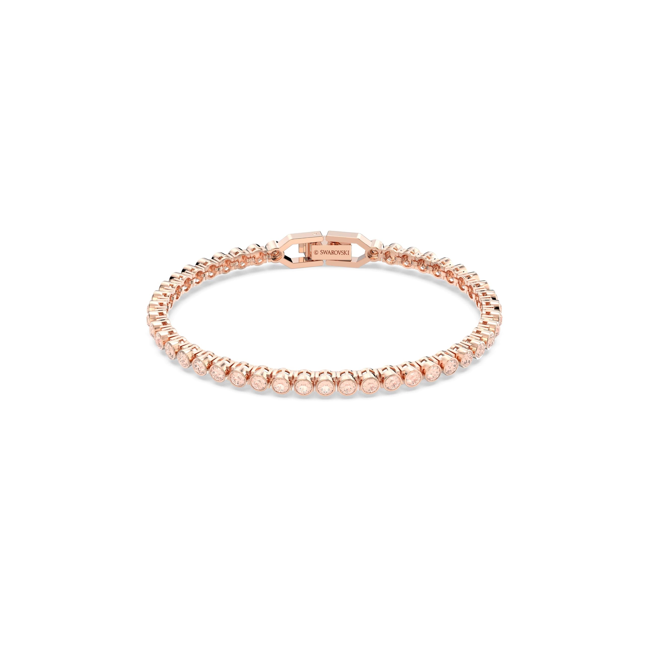 Swarovski Imber Emily Pink Tennis Bracelet - Round Cut, Rose Gold-Tone Finish, Elegant Jewelry for Women During Spring