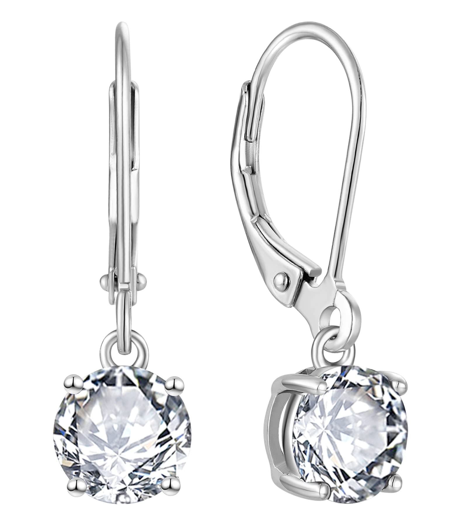 YL Women's Solitaire Dangle Drop 925 Sterling Silver Birthstone Jewelry
| YL Women's 925 Sterling Silver Round Leverbac
