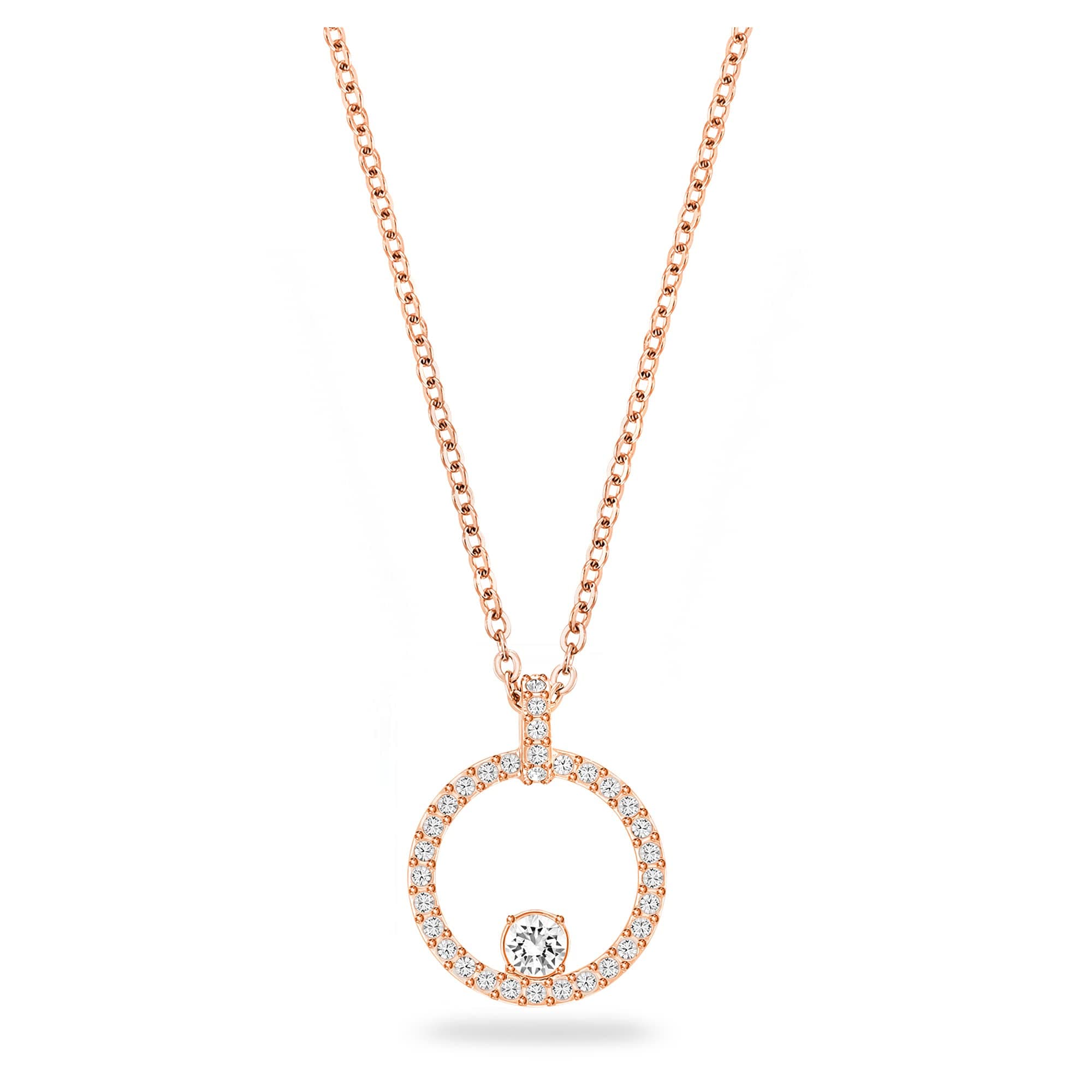 Swarovski Creativity Collection Women's Intertwined Circle Pendant Necklace with White Crystals and Rose-Gold Tone Chain