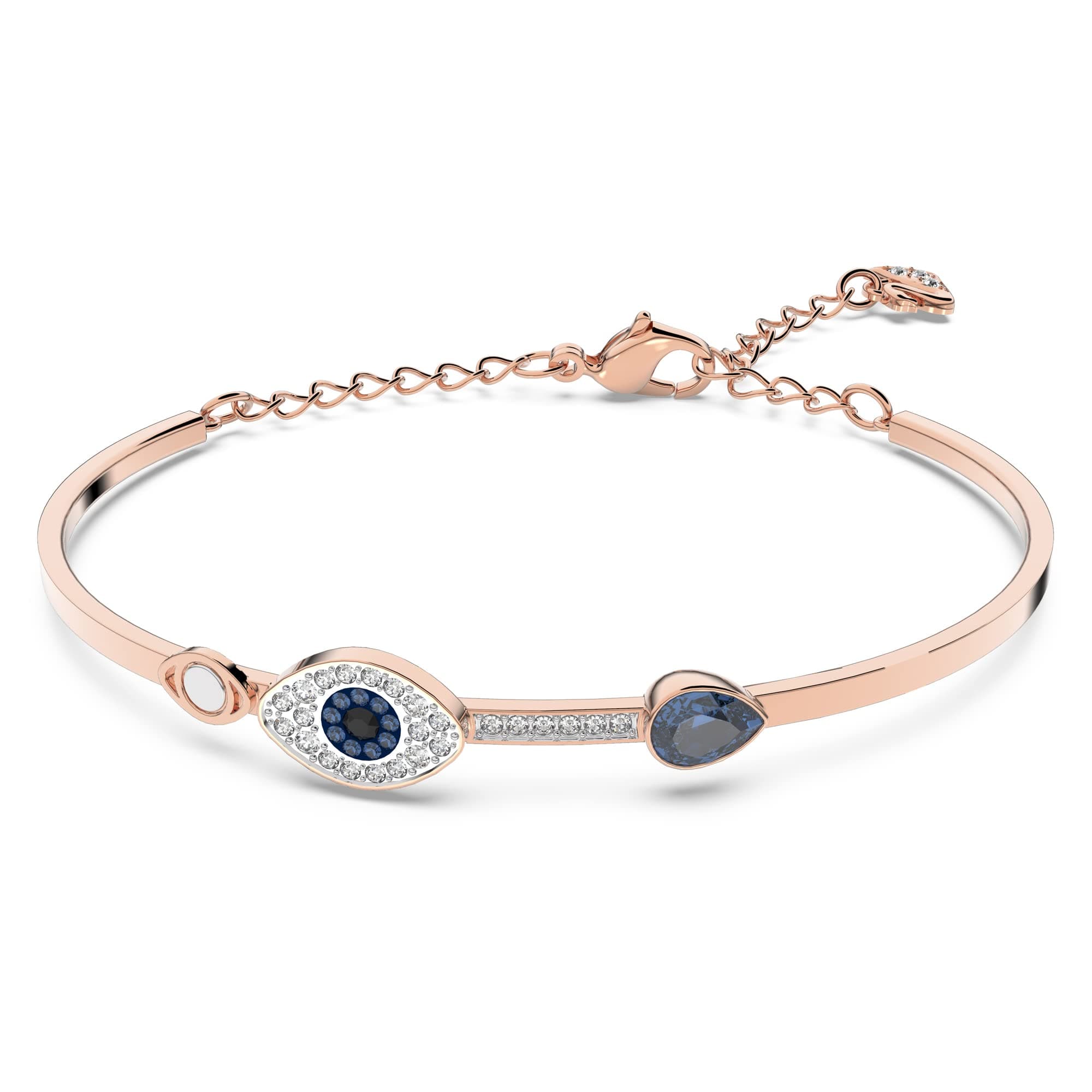 Swarovski Women's Symbolica Evil Eye Bangle Bracelet: Blue Crystal, Mixed Metal Finish, Medium Fit