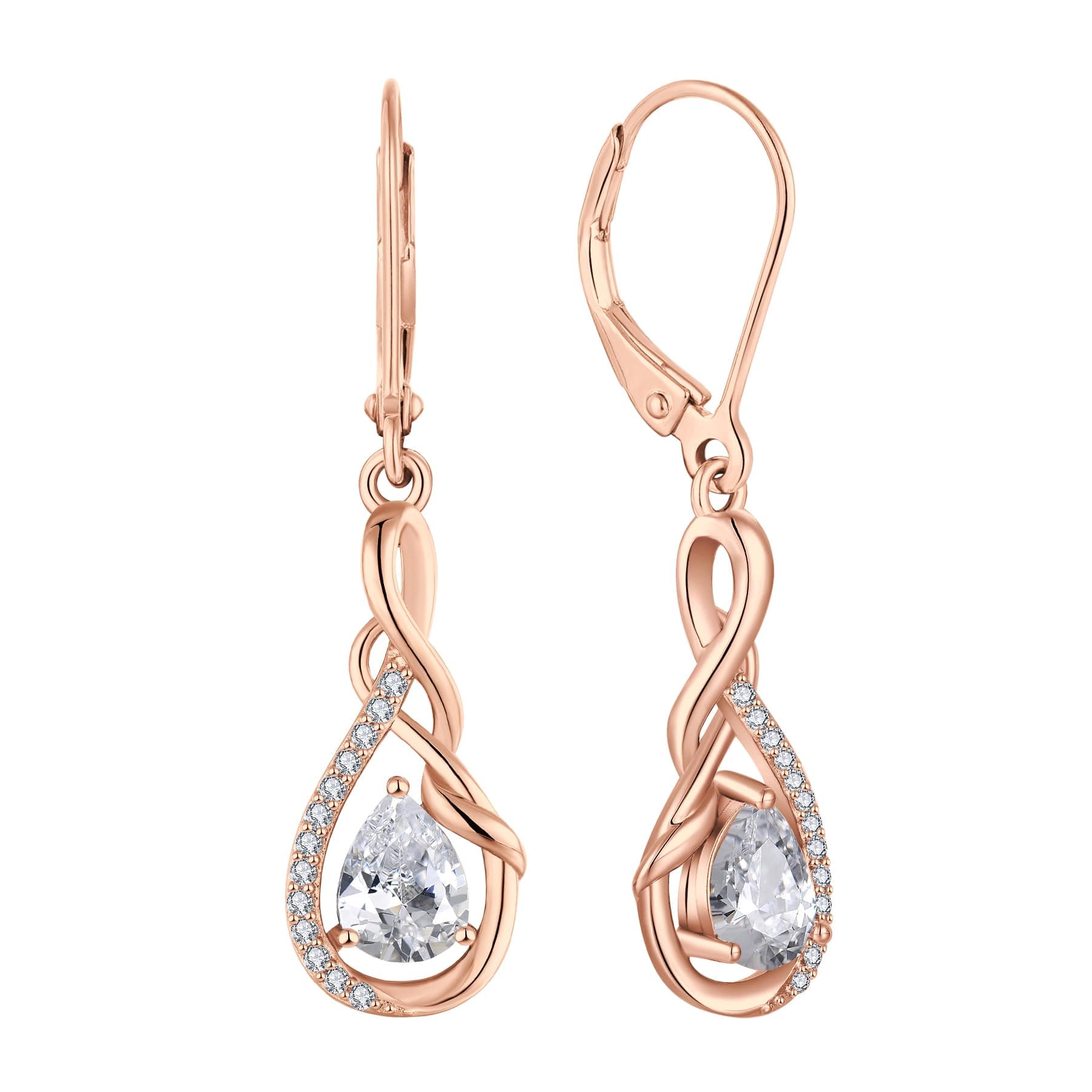 Sterling Silver Infinity Dangle Drop Earrings for Women Evening Parties
| Twisted Gemstone Sterling Silver Leverback Ea
