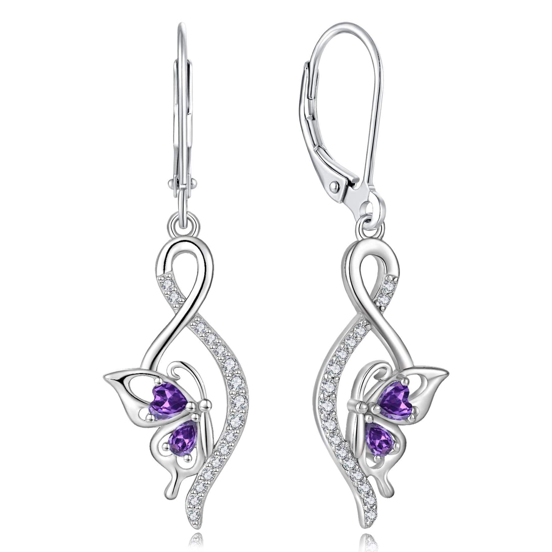 YIFSIY Butterfly Earrings 925 Sterling Silver Leverback Infinity Dangle Jewelry for Women Gifts for Her Party Occasions