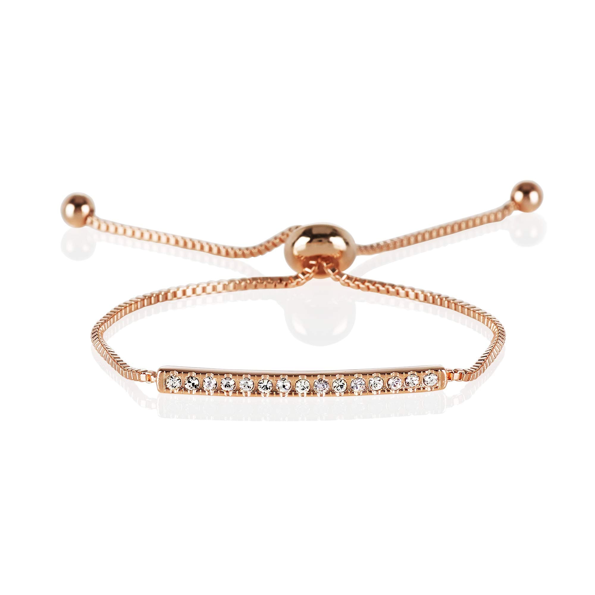 Namana Swarovski Crystal Bar Bracelet - Gold Plated for Women - Evening Events and Casual Wear - Sparkling Cube Chain w