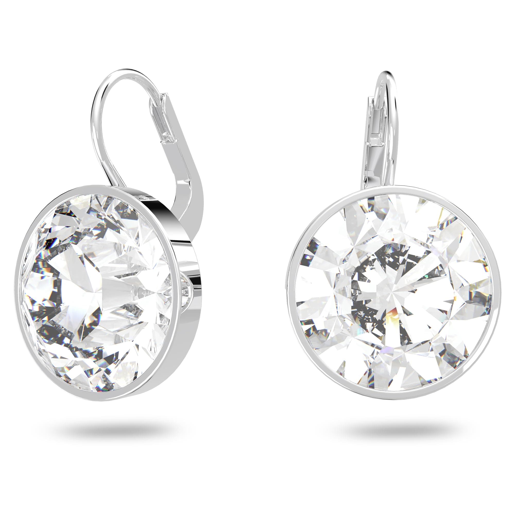Swarovski Bella Drop Earrings for Women, Round Cut Crystal, Lever Back Closure, Elegant Jewelry, 14mm, Trendy Accessori