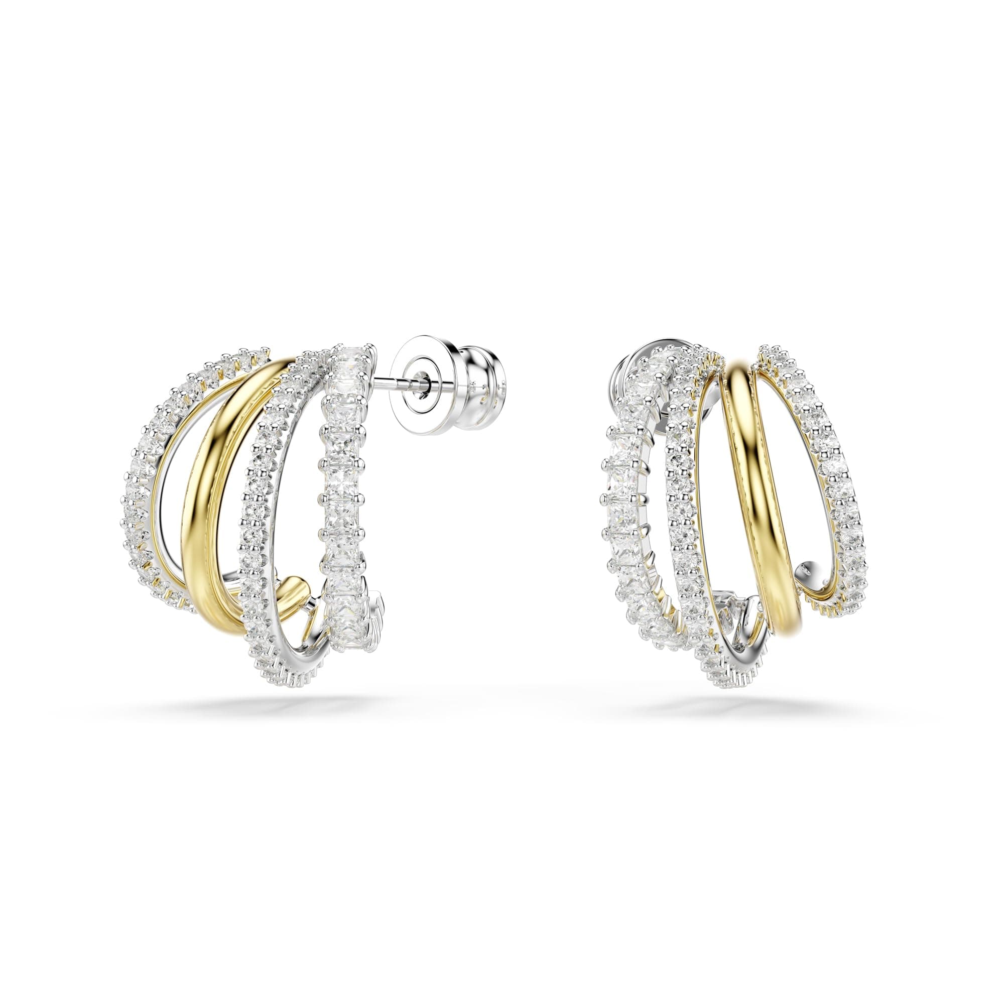 Swarovski Hyperbola Hoop Earrings - Mixed Cuts, Mini Clear Mixed Metal Finish for Women, Everyday Wear | Best Clear Earr